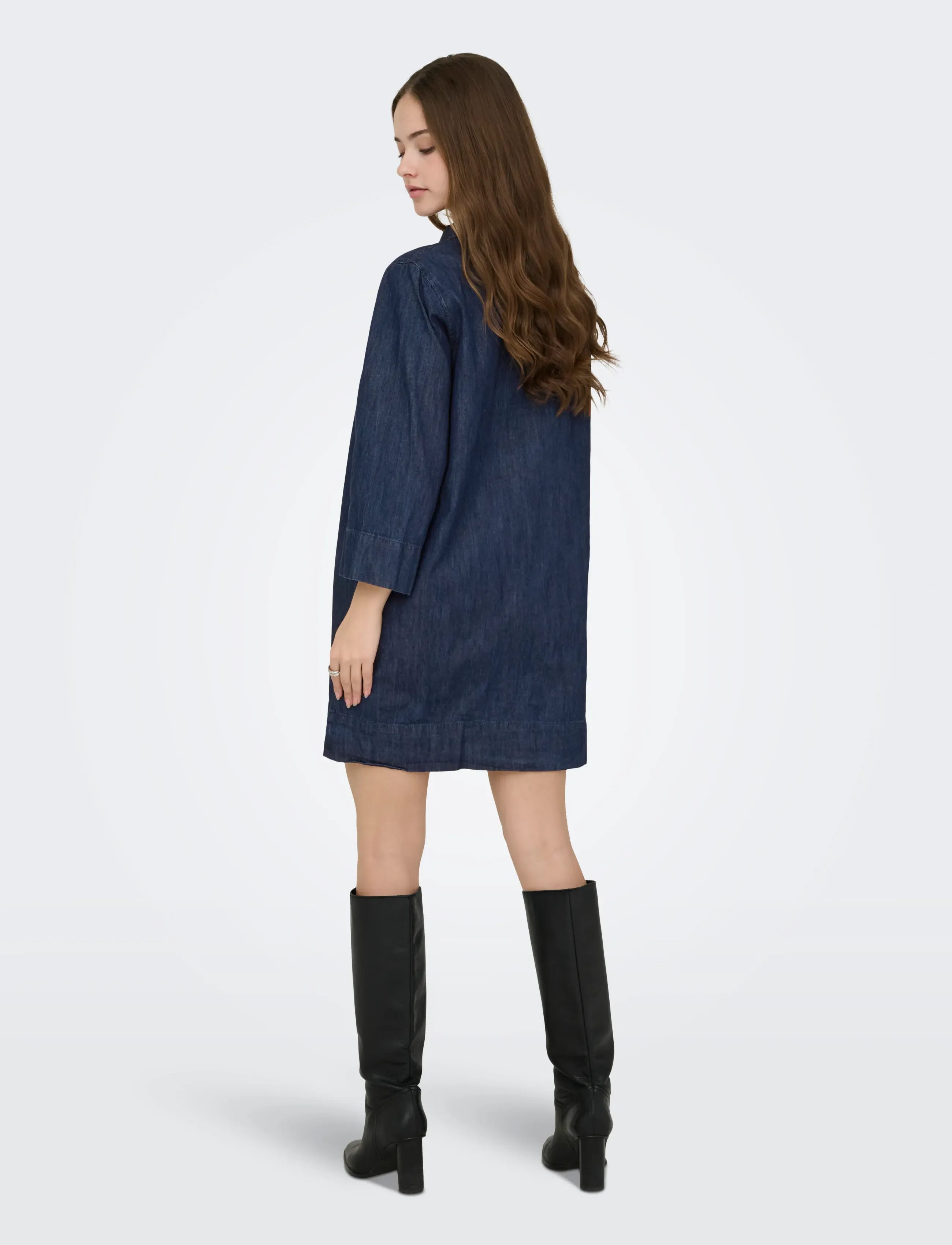 ONLY - ONLAMARI 3/4 SHORT DRESS WVN - overhemdjurken - blue denim - 3