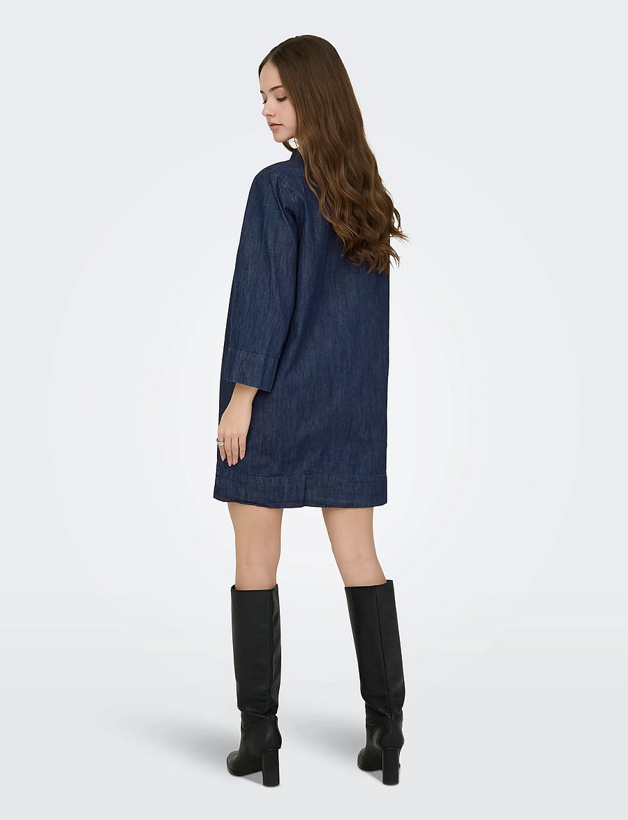 ONLY - ONLAMARI 3/4 SHORT DRESS WVN - overhemdjurken - blue denim - 3