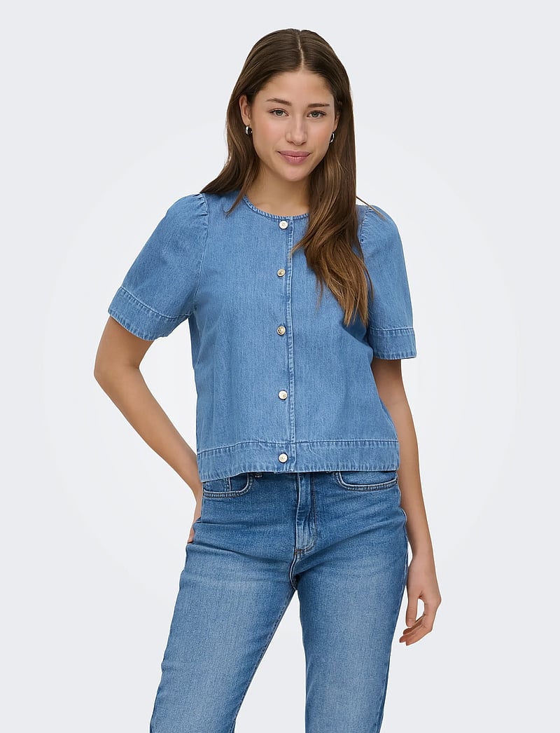 ONLY - ONLASTRA SS DNM SHIRT QYT - jeanshemden - medium blue denim - 0