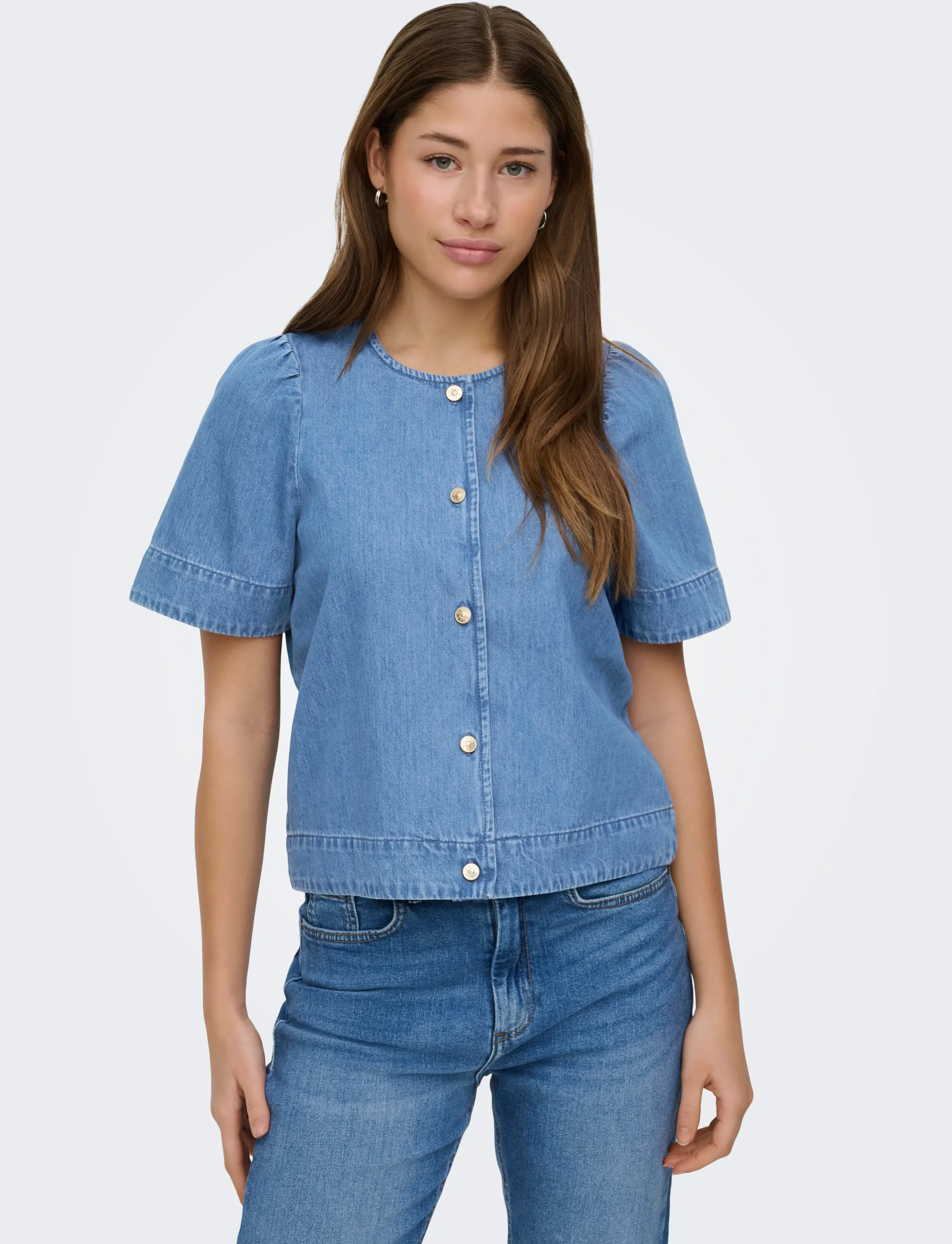 ONLY - ONLASTRA SS DNM SHIRT QYT - denimskjorter - medium blue denim - 5