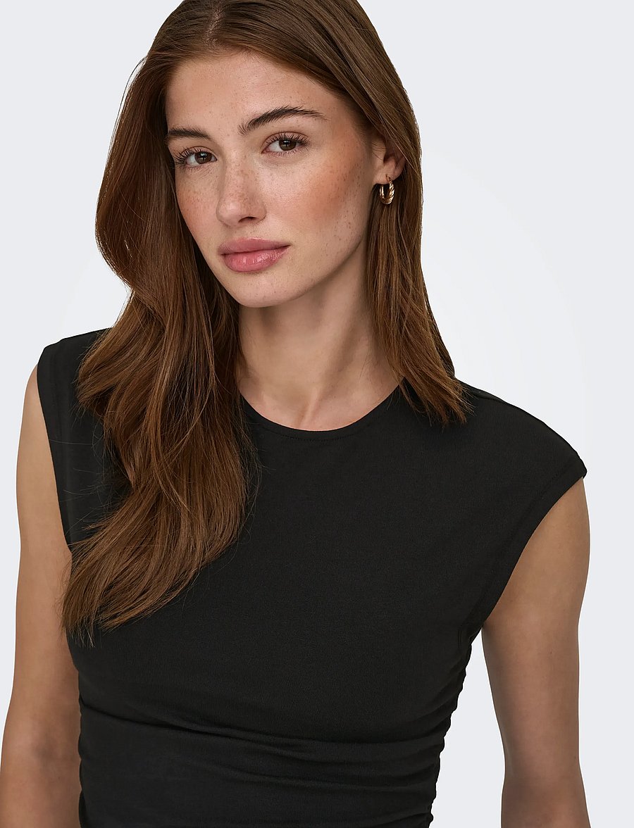 ONLY - ONLMIRA CAPSL RUCHING TOP JRS NOOS - t-shirts - black - 5