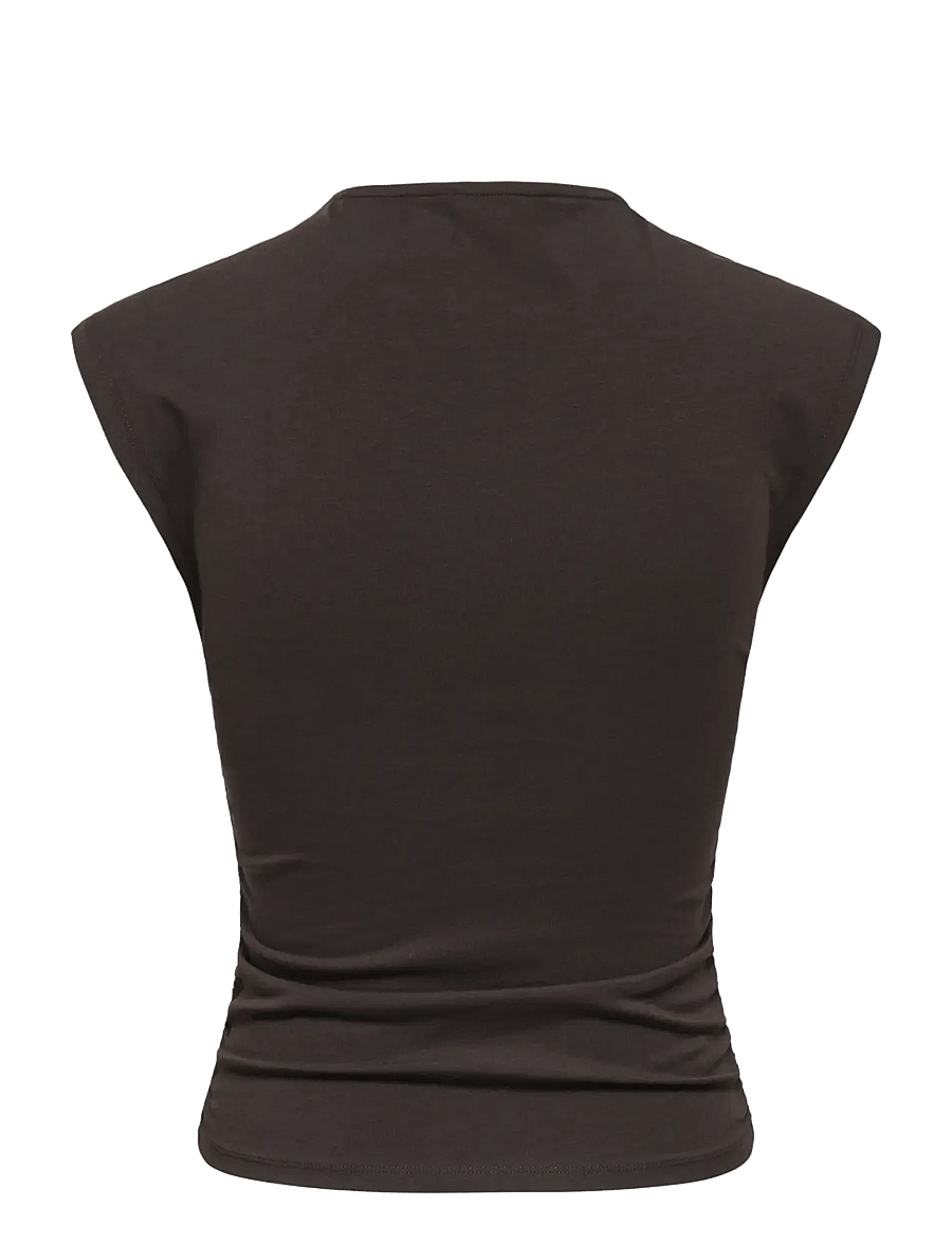 ONLY - ONLMIRA CAPSL RUCHING TOP JRS NOOS - t-shirts - black coffee - 2