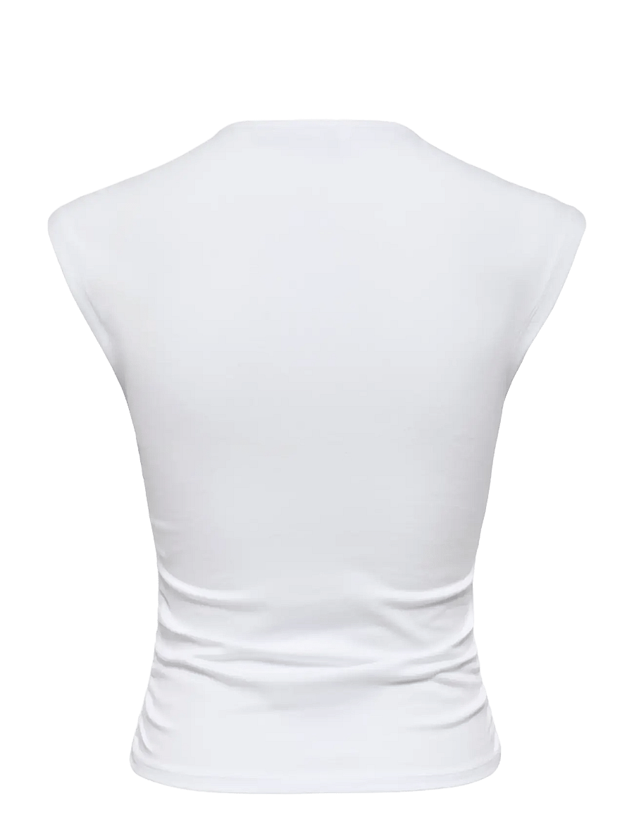ONLY - ONLMIRA CAPSL RUCHING TOP JRS NOOS - t-shirts - white - 2
