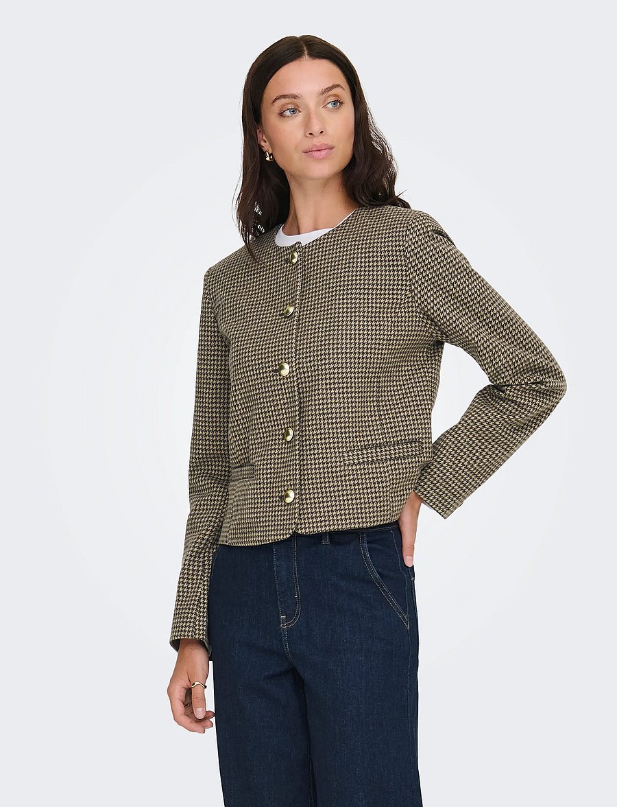 ONLY - ONLMAGGIE CHECK JACKET OTW - korte blazere - silver mink - 0