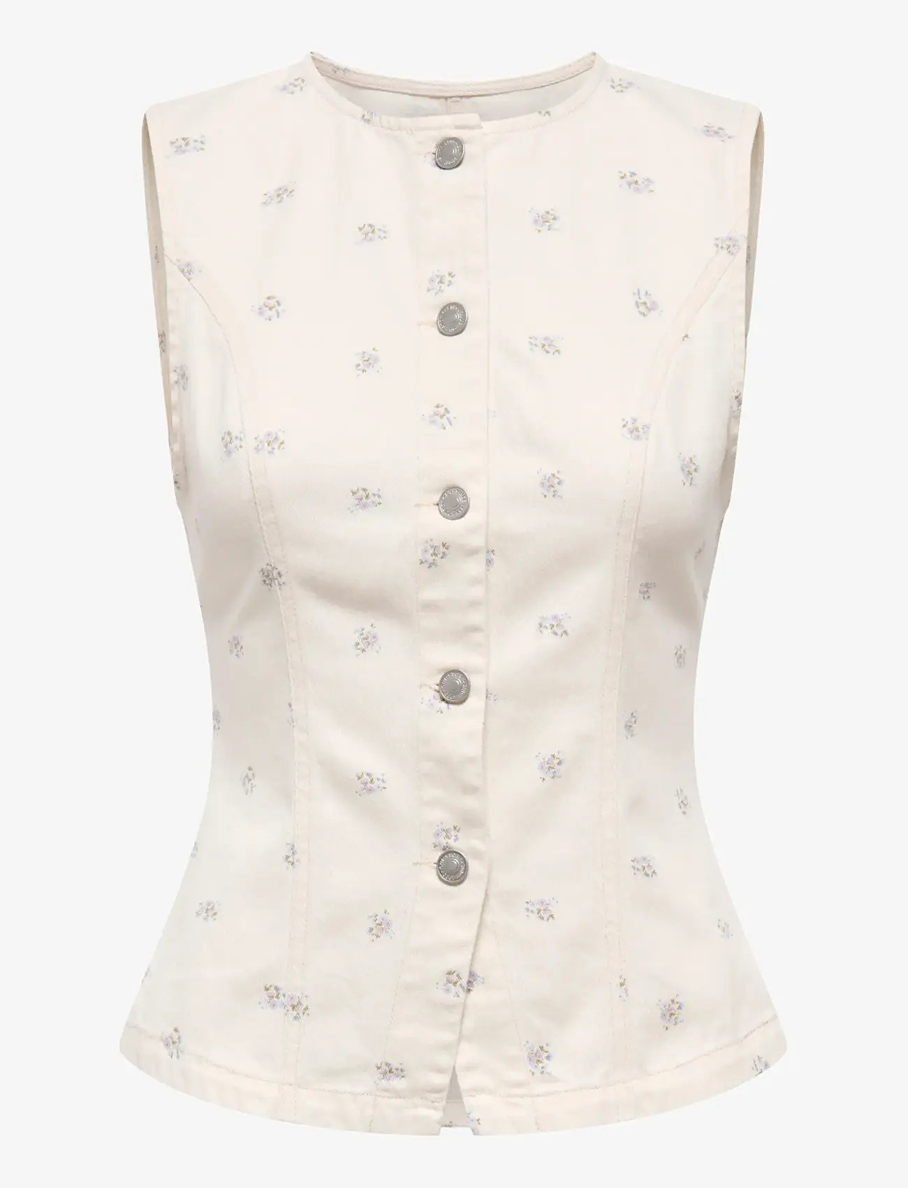 ONLY - ONLNAOMI AOP WAISTCOAT OTW - denimveste - egret - 1