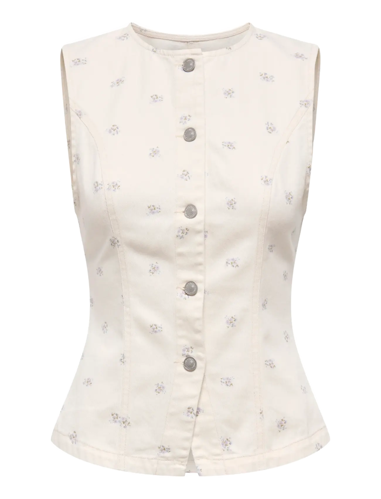 ONLY ONLNAOMI AOP WAISTCOAT OTW - Teksavestid - EGRET / cream