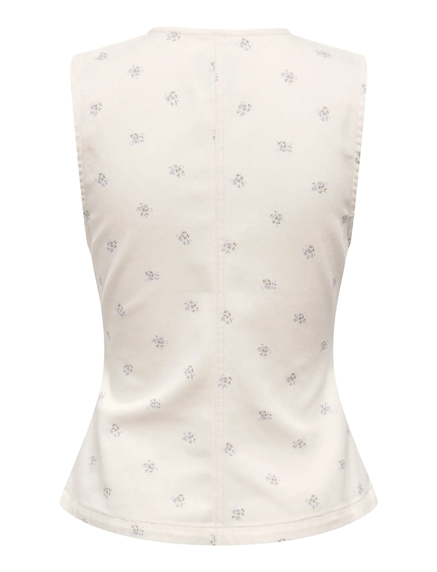 ONLY - ONLNAOMI AOP WAISTCOAT OTW - denimveste - egret - 2