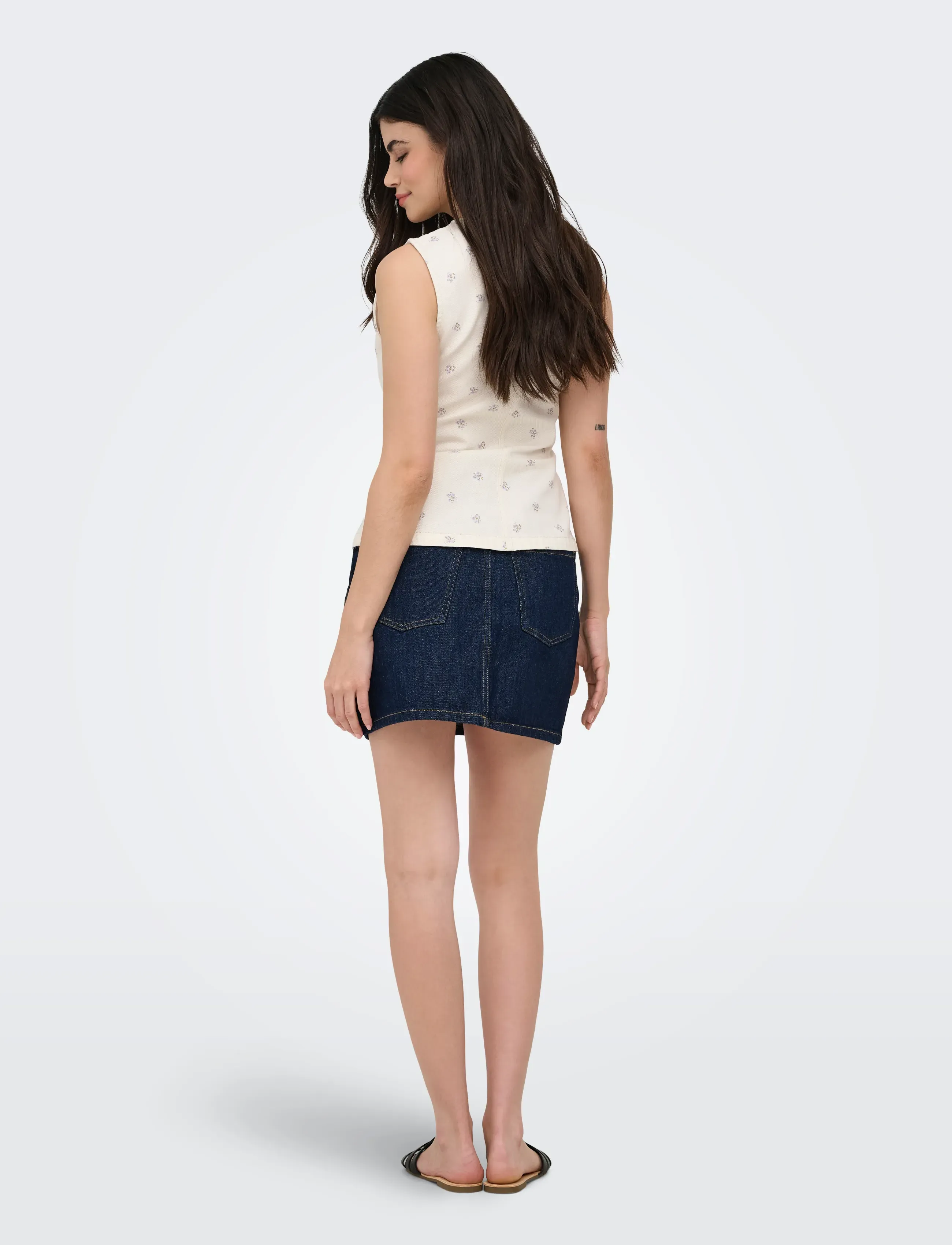 ONLY - ONLNAOMI AOP WAISTCOAT OTW - denim-westen - egret - 3