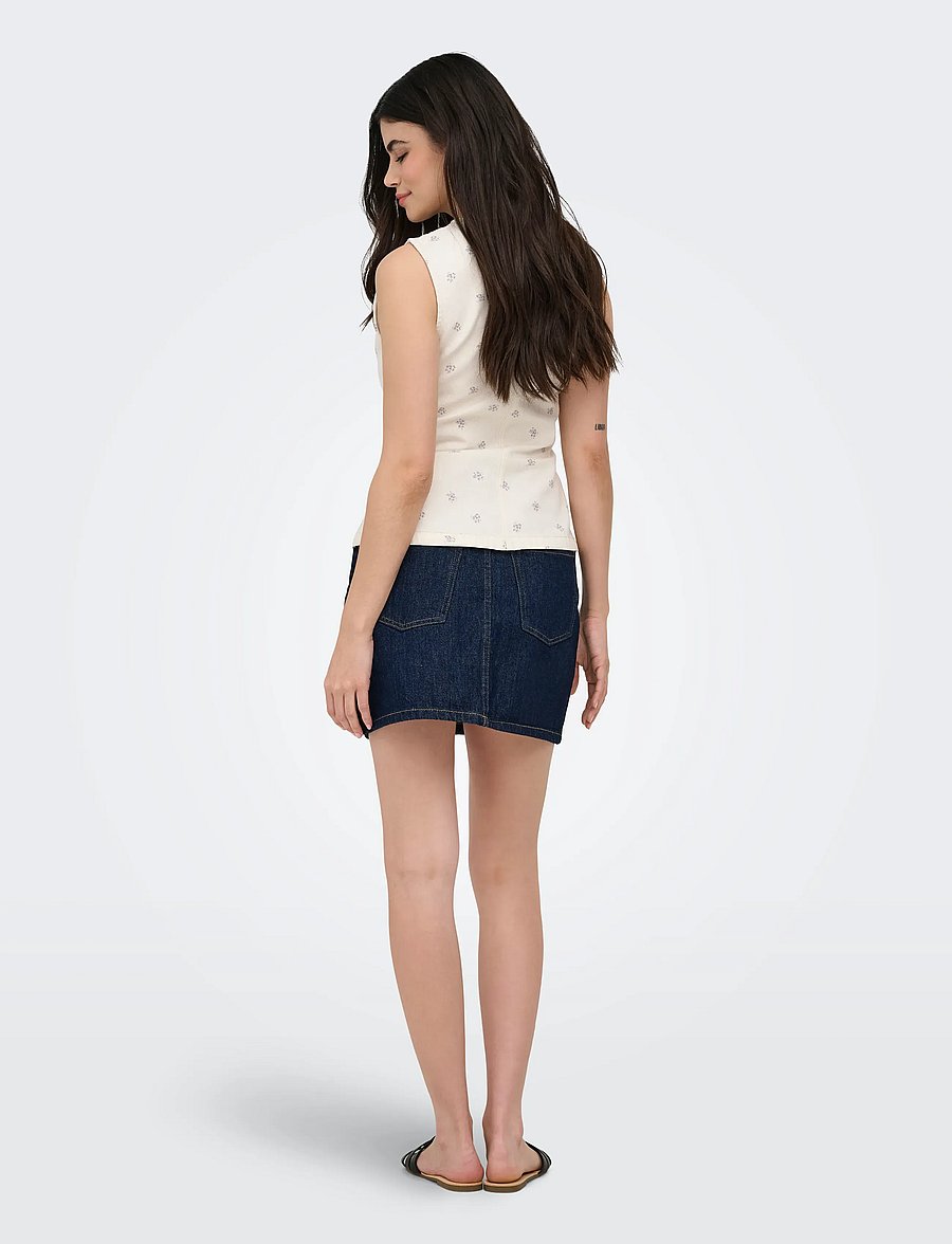 ONLY - ONLNAOMI AOP WAISTCOAT OTW - denimveste - egret - 3