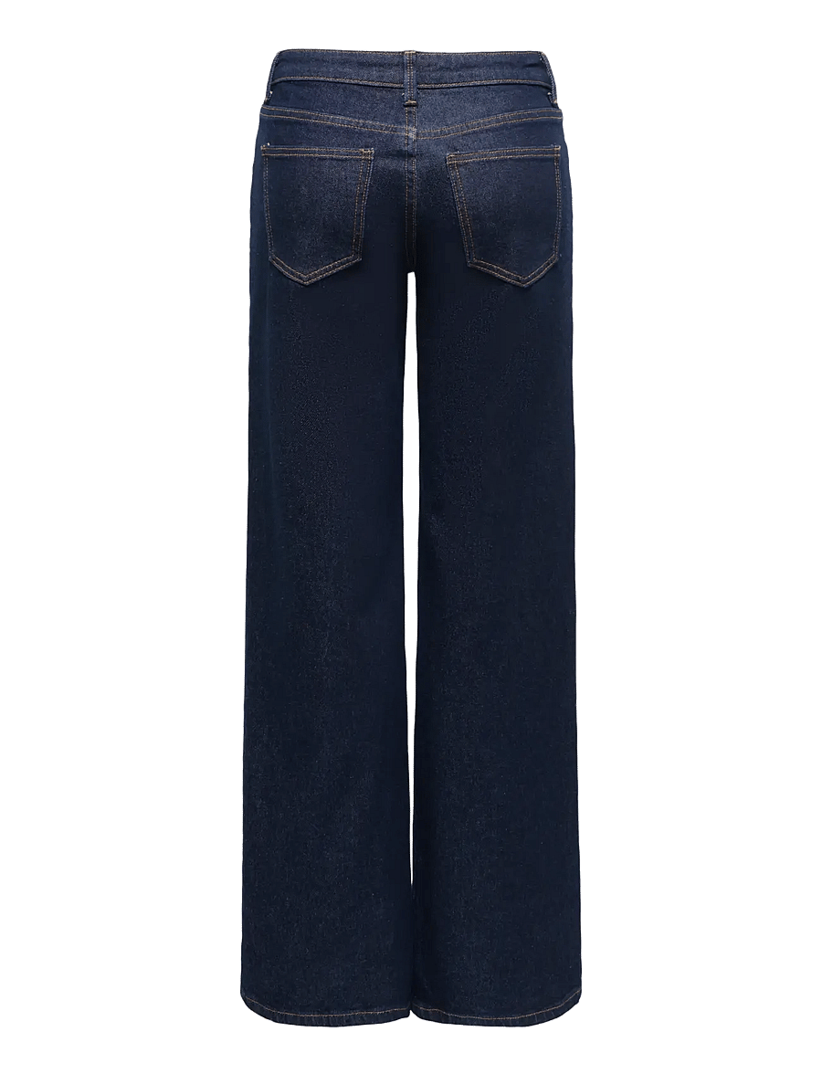 ONLY - ONLJUICY LW WIDE LEG DNM RINSE MAE NOOS - hosen mit weitem bein - dark blue denim - 2
