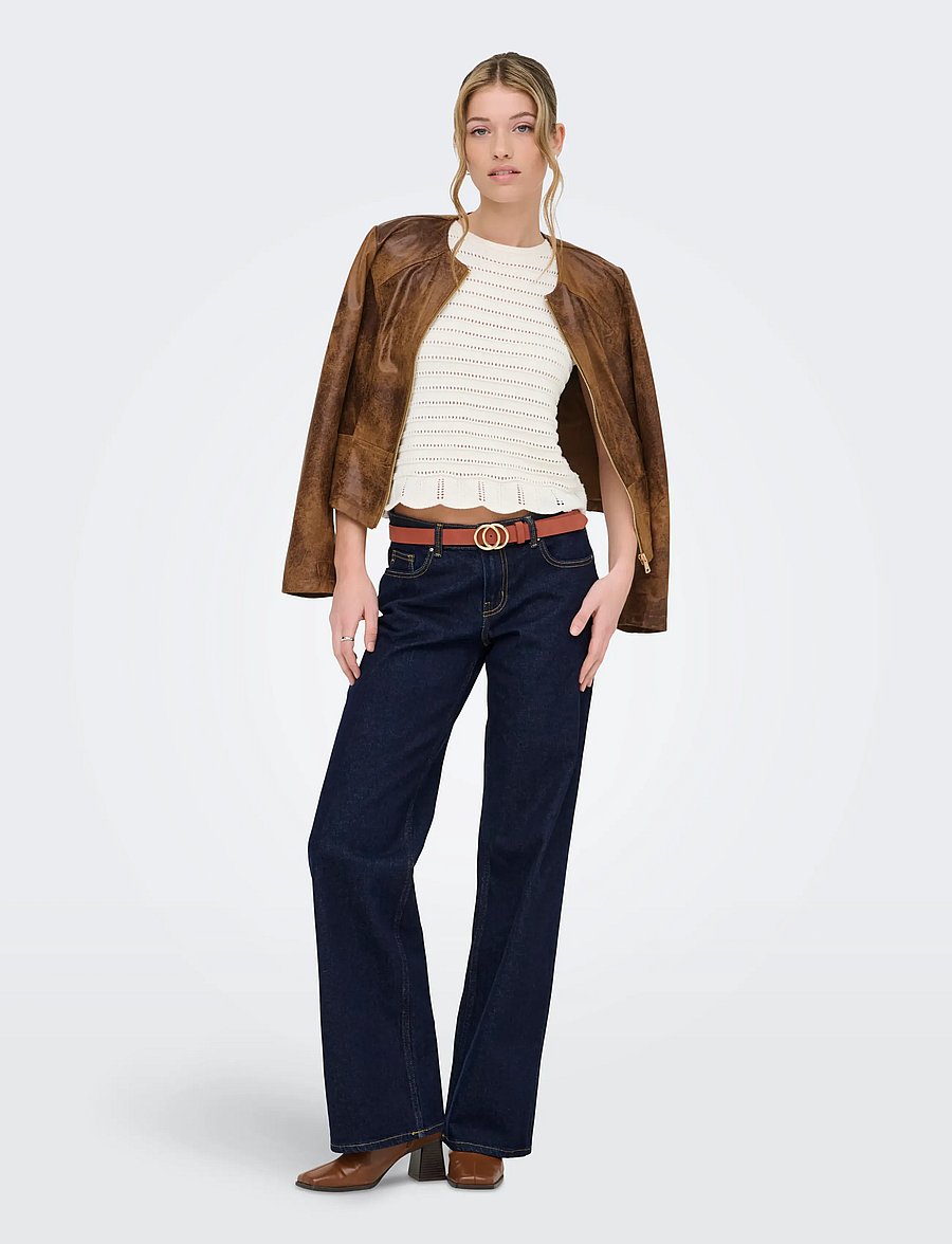 ONLY - ONLJUICY LW WIDE LEG DNM RINSE MAE NOOS - hosen mit weitem bein - dark blue denim - 4