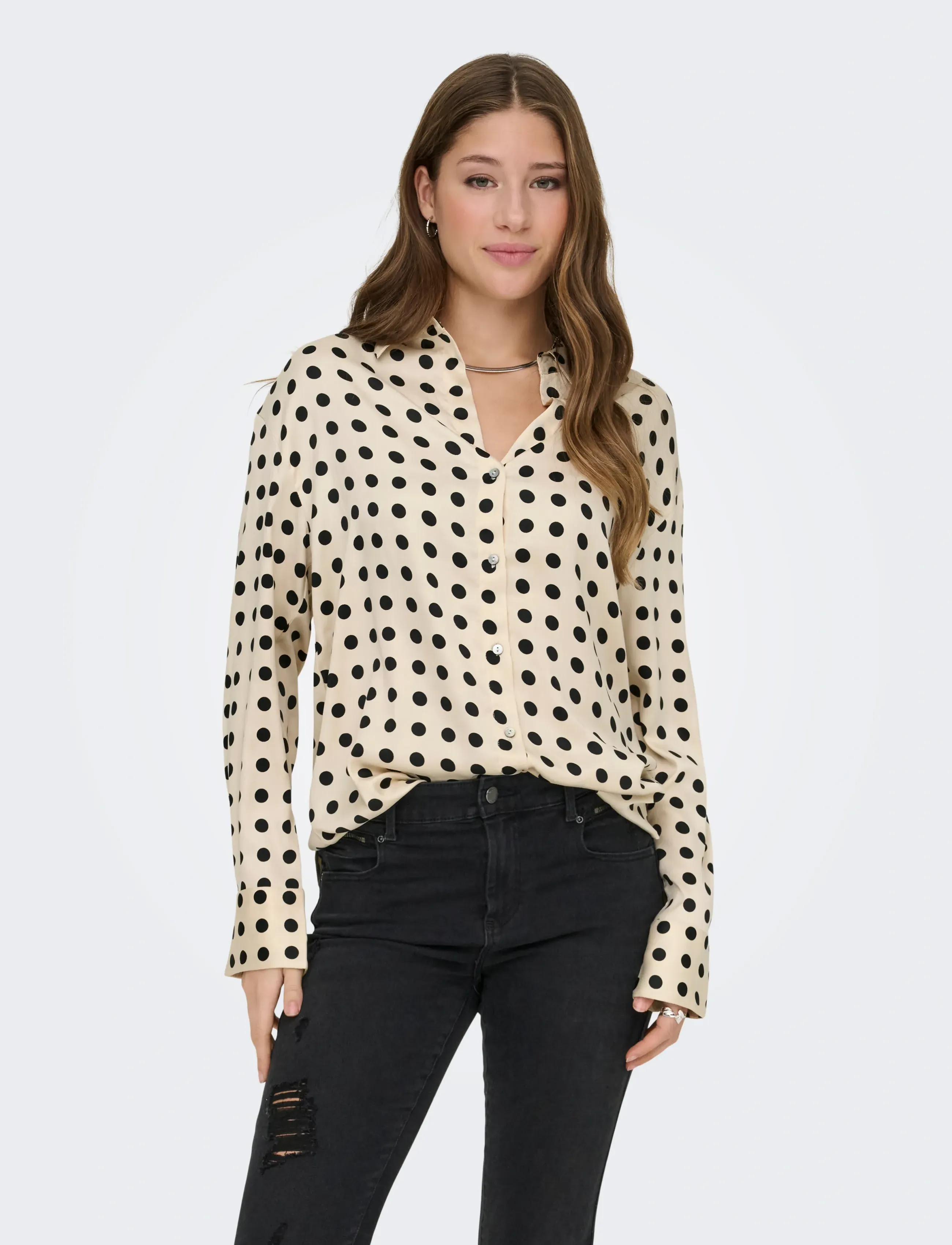 ONLY ONLLYDIA L/S SATIN SHIRT WVN - Skjorter - FROSTED ALMOND / cream