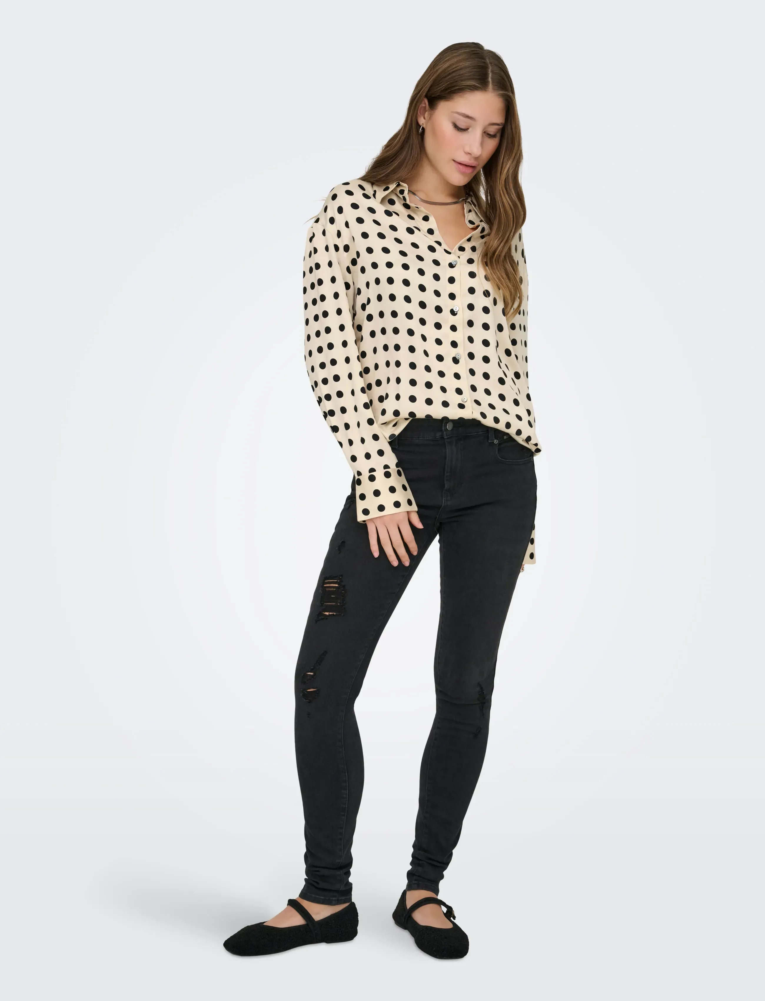 ONLY - ONLLYDIA L/S SATIN SHIRT WVN - pikkade varrukatega särgid - frosted almond - 4