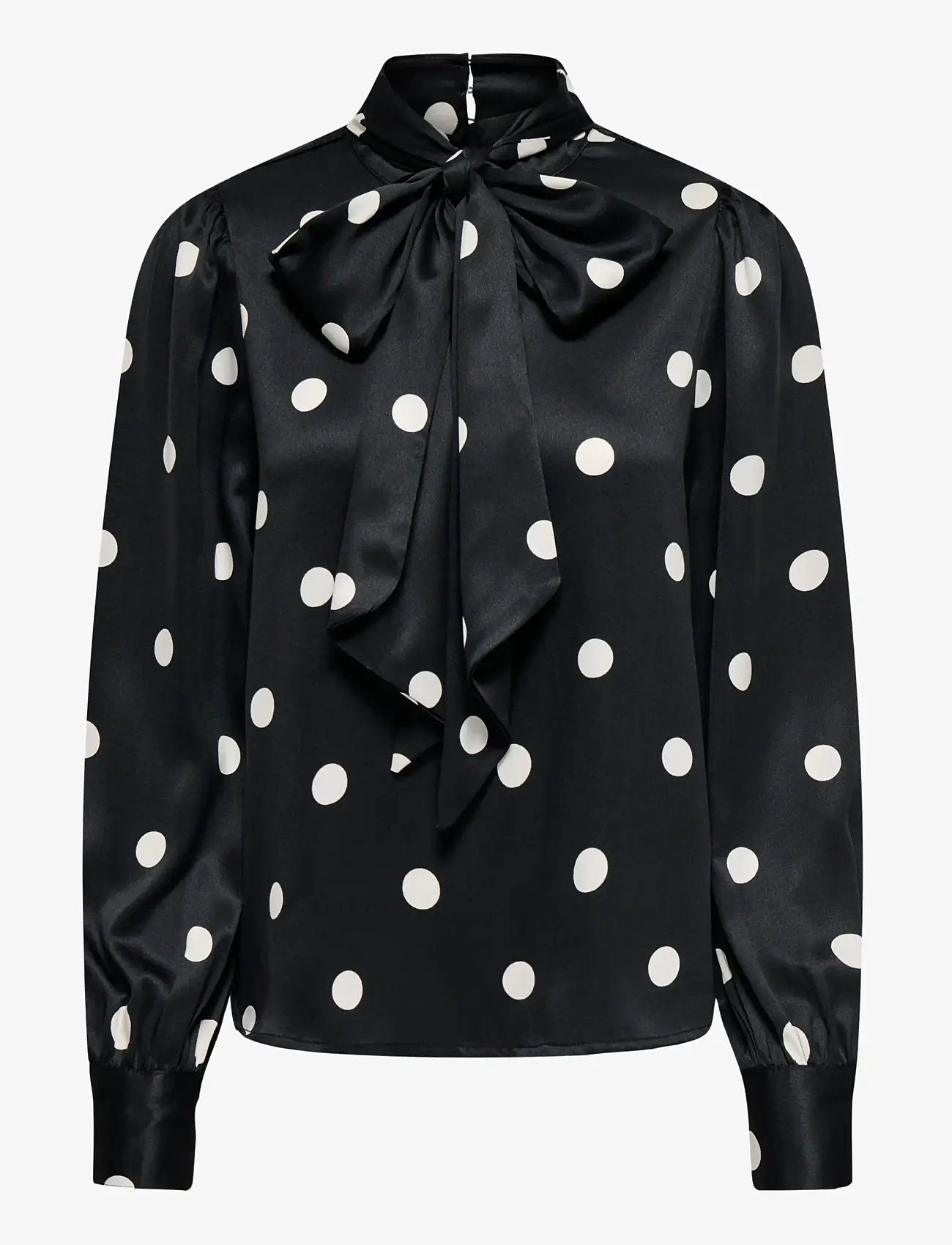 ONLY - ONLLYDIA L/S SATIN BOW SHIRT WVN - långärmade blusar - black - 0