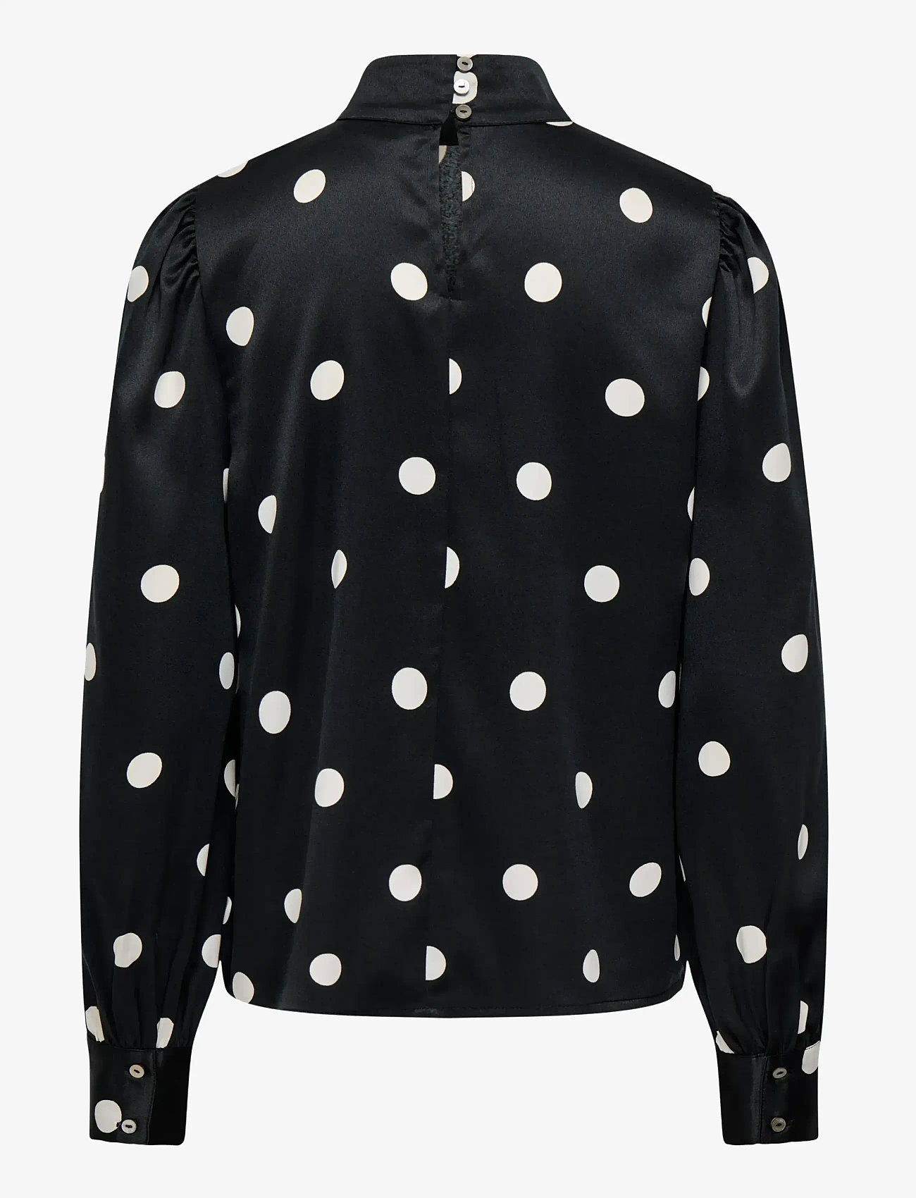 ONLY - ONLLYDIA L/S SATIN BOW SHIRT WVN - långärmade blusar - black - 1