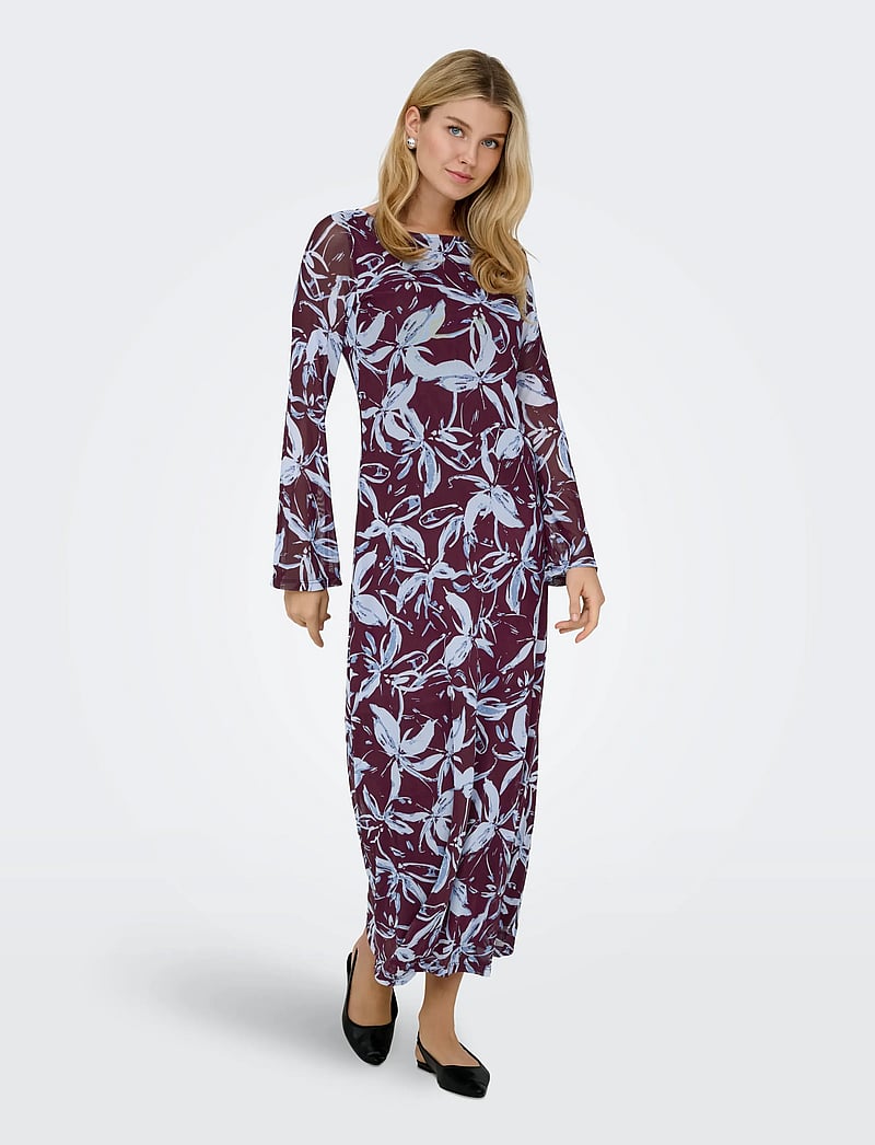 ONLY - ONLCYRIL MESH L/S ANKEL DRESS WVN - abendkleider - port royale - 4