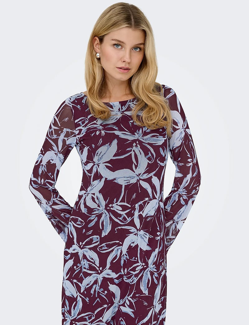 ONLY - ONLCYRIL MESH L/S ANKEL DRESS WVN - abendkleider - port royale - 5