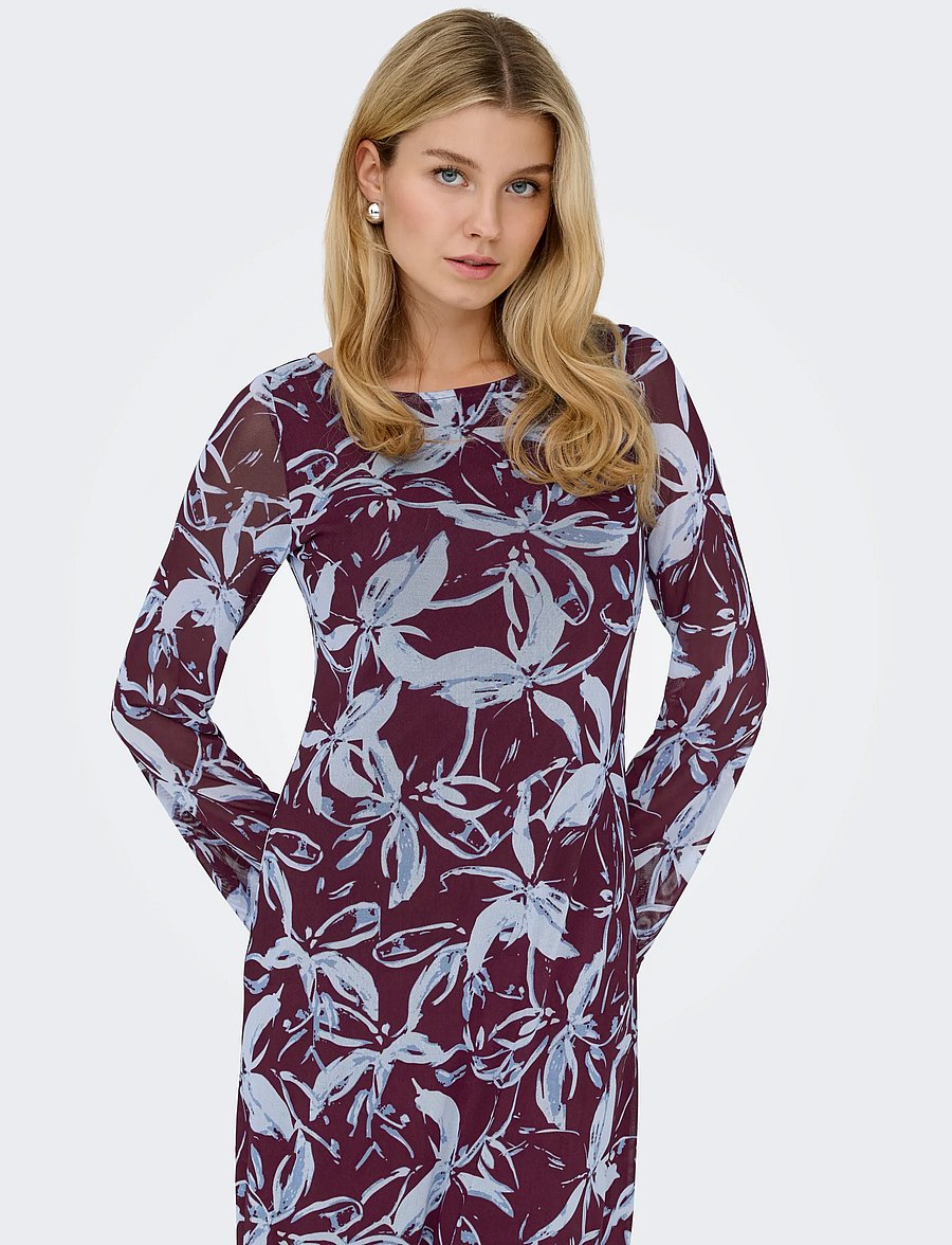 ONLY - ONLCYRIL MESH L/S ANKEL DRESS WVN - abendkleider - port royale - 5