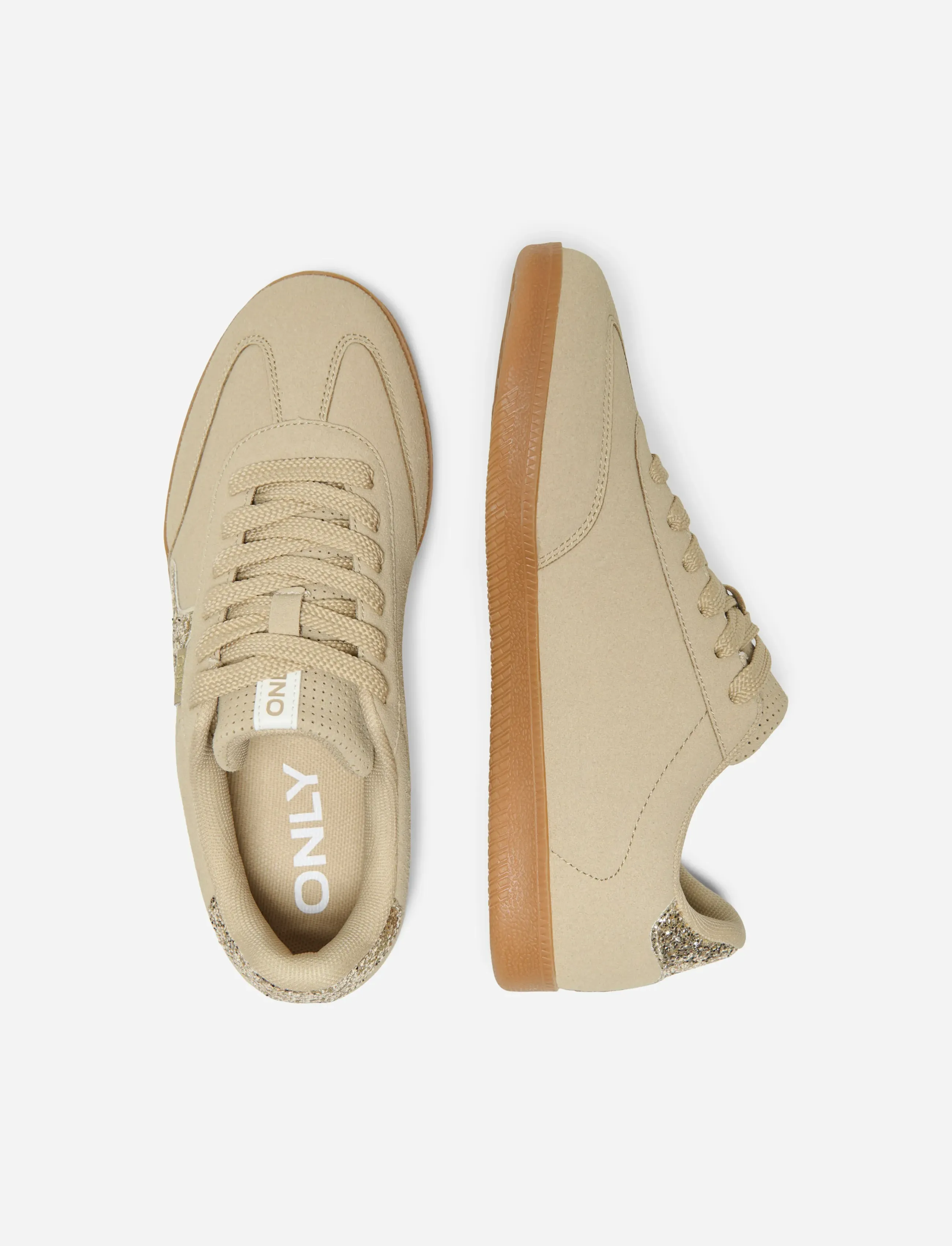 ONLY Onlsandra Side Glitter Sneaker, 39, Sneakers, Beige - Low-top Frauen