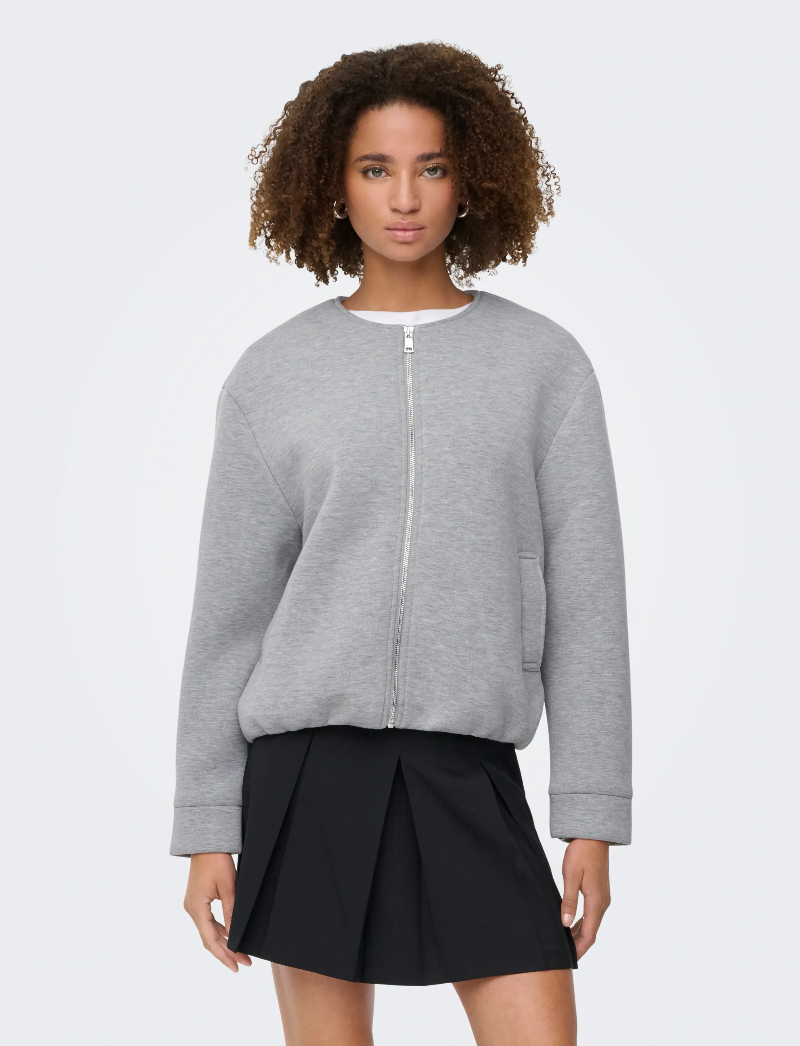 ONLY Onljudith Life O-Neck Scuba Jacket Otw, Kvinder, O-Hals Scuba Jakke, Grå, Str: S