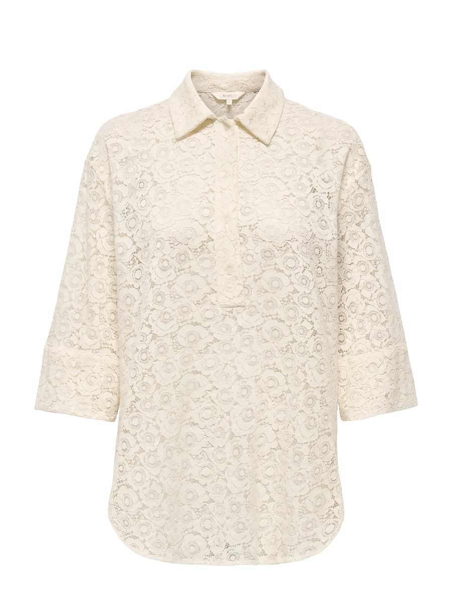 ONLY - ONLRAO 3/4 LACE SHIRT WVN CS - kortærmede skjorter - birch - 0