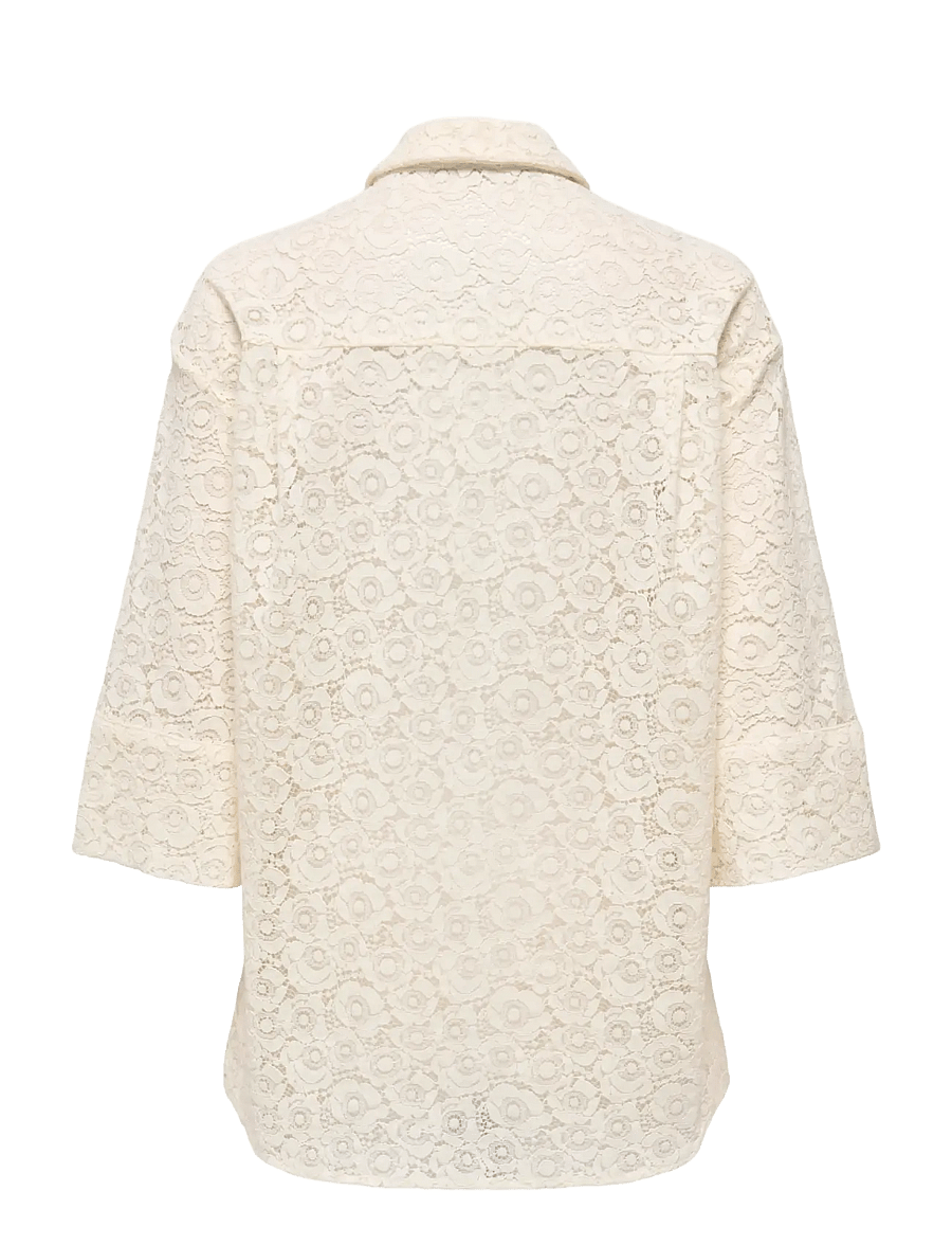 ONLY - ONLRAO 3/4 LACE SHIRT WVN CS - kortærmede skjorter - birch - 1