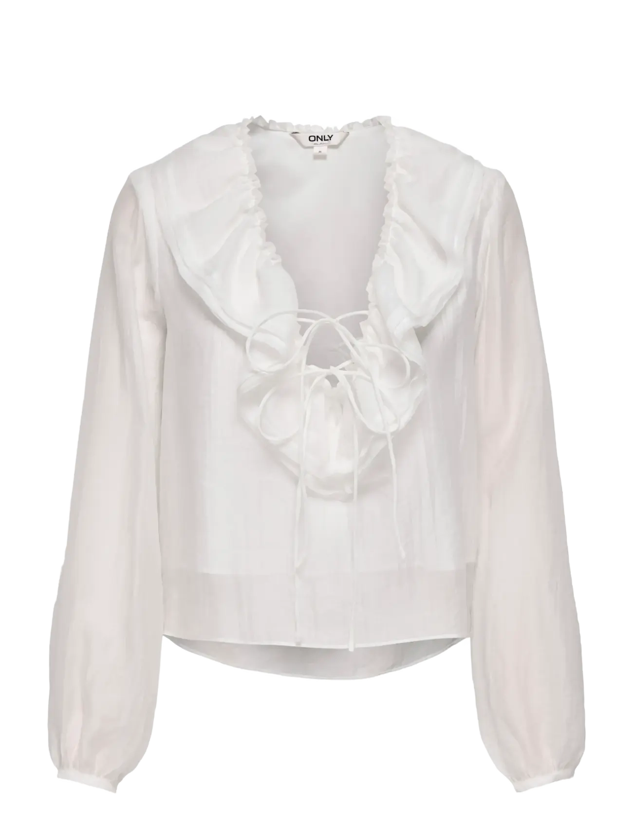 ONLY Onlteagan Ls Sheer Ruffle Top Wvn, L, White, Bluser > Langærmede, Dame
