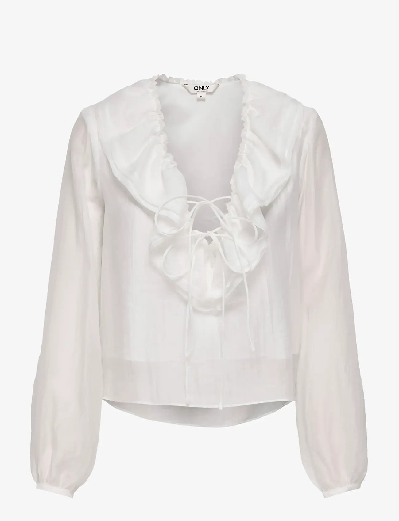 ONLY - ONLTEAGAN LS SHEER RUFFLE TOP WVN - långärmade blusar - cloud dancer - 0