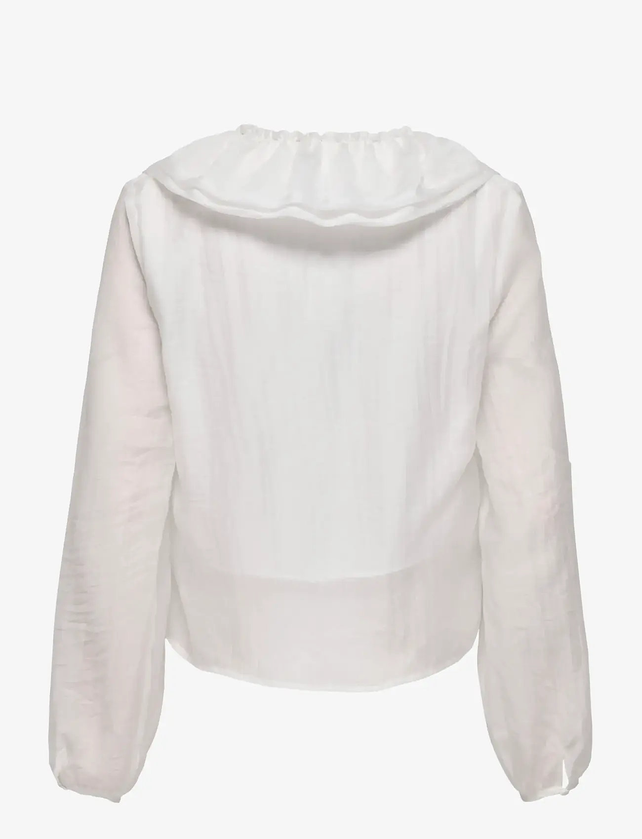 ONLY - ONLTEAGAN LS SHEER RUFFLE TOP WVN - långärmade blusar - cloud dancer - 1