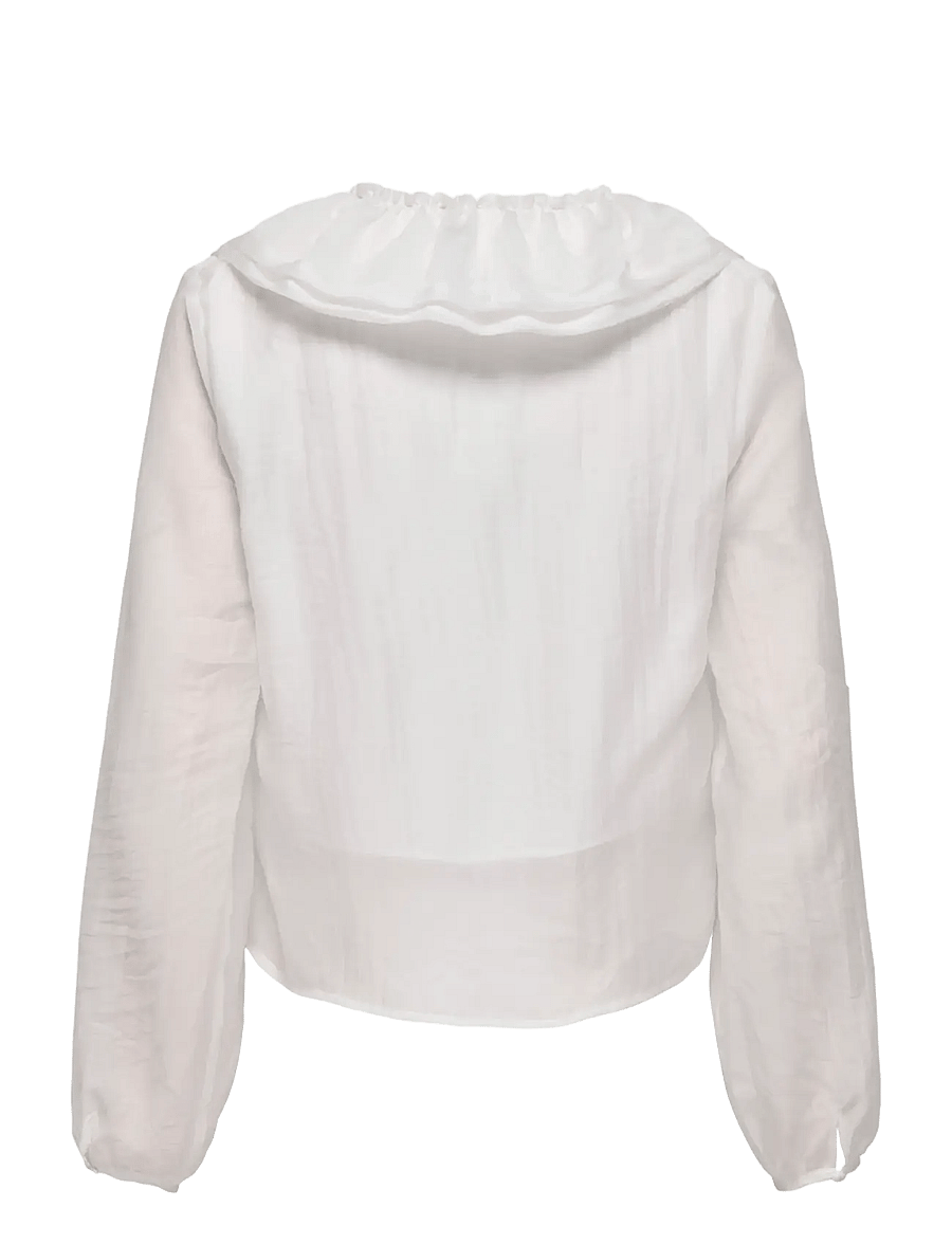 ONLY - ONLTEAGAN LS SHEER RUFFLE TOP WVN - langærmede bluser - cloud dancer - 1