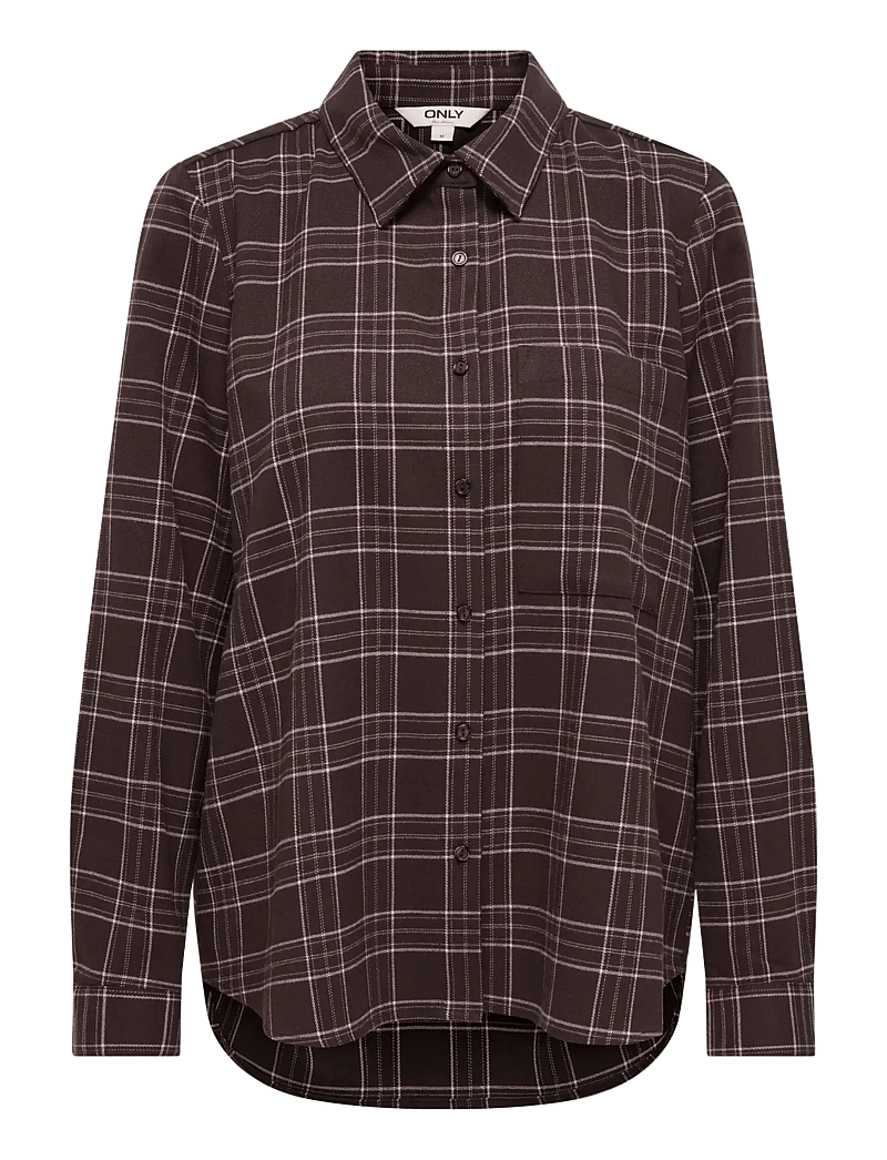 ONLY - ONLWREN CHECK SHIRT WVN - långärmade skjortor - black - 1