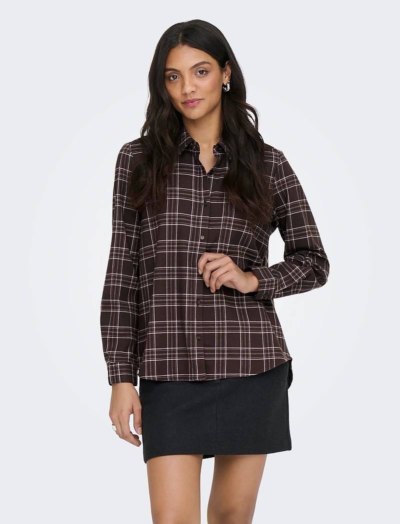 ONLY - ONLWREN CHECK SHIRT WVN - långärmade skjortor - black - 0