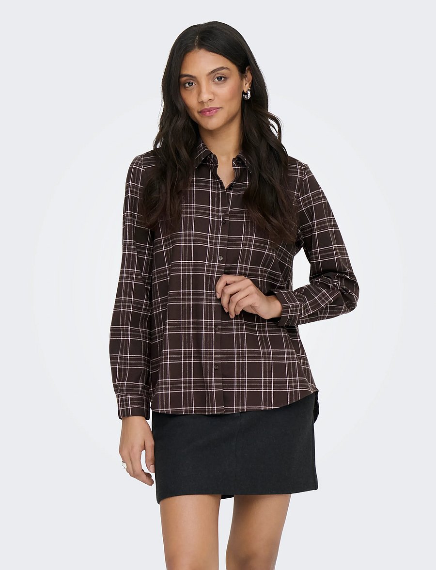 ONLY - ONLWREN CHECK SHIRT WVN - long-sleeved shirts - black - 0
