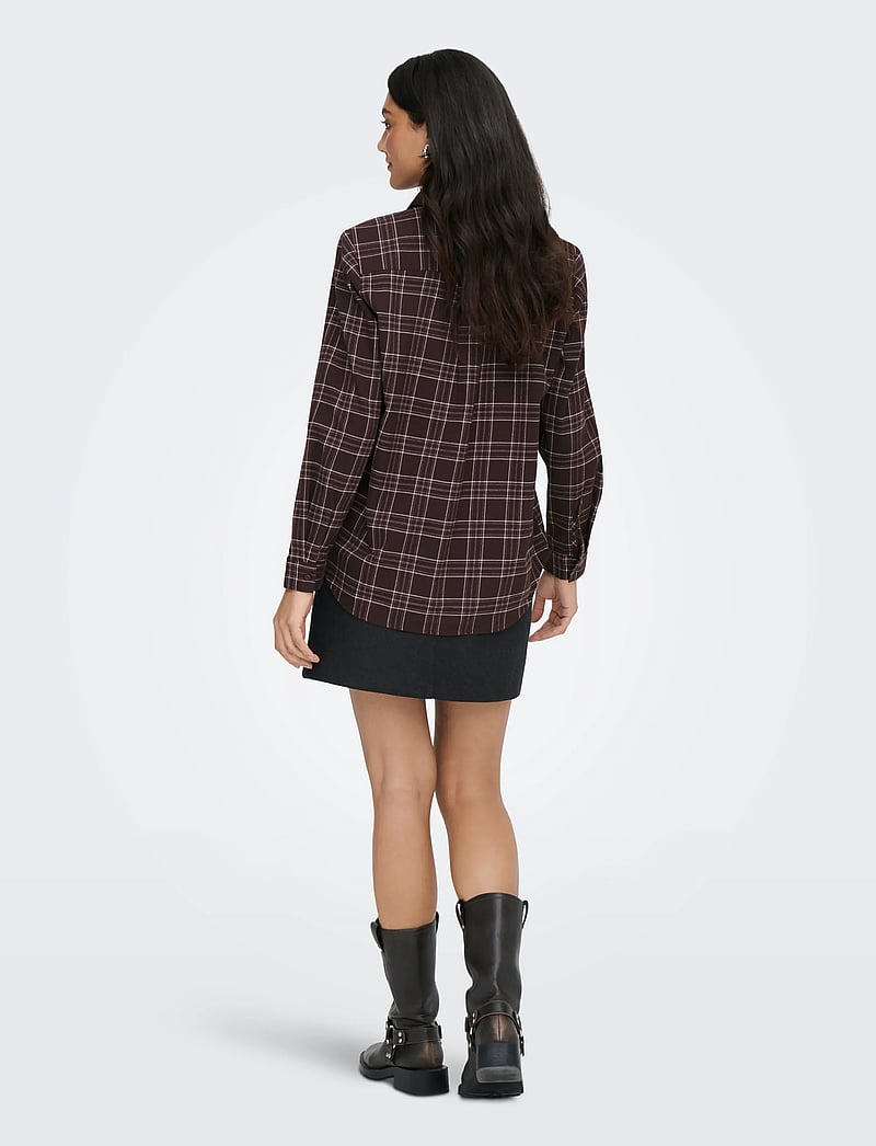 ONLY - ONLWREN CHECK SHIRT WVN - långärmade skjortor - black - 3