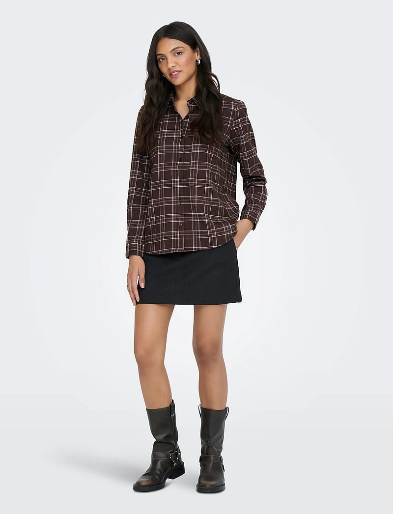ONLY - ONLWREN CHECK SHIRT WVN - långärmade skjortor - black - 5