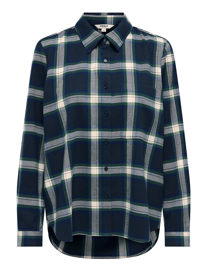 ONLY - ONLWREN CHECK SHIRT WVN - långärmade skjortor - night sky - 1