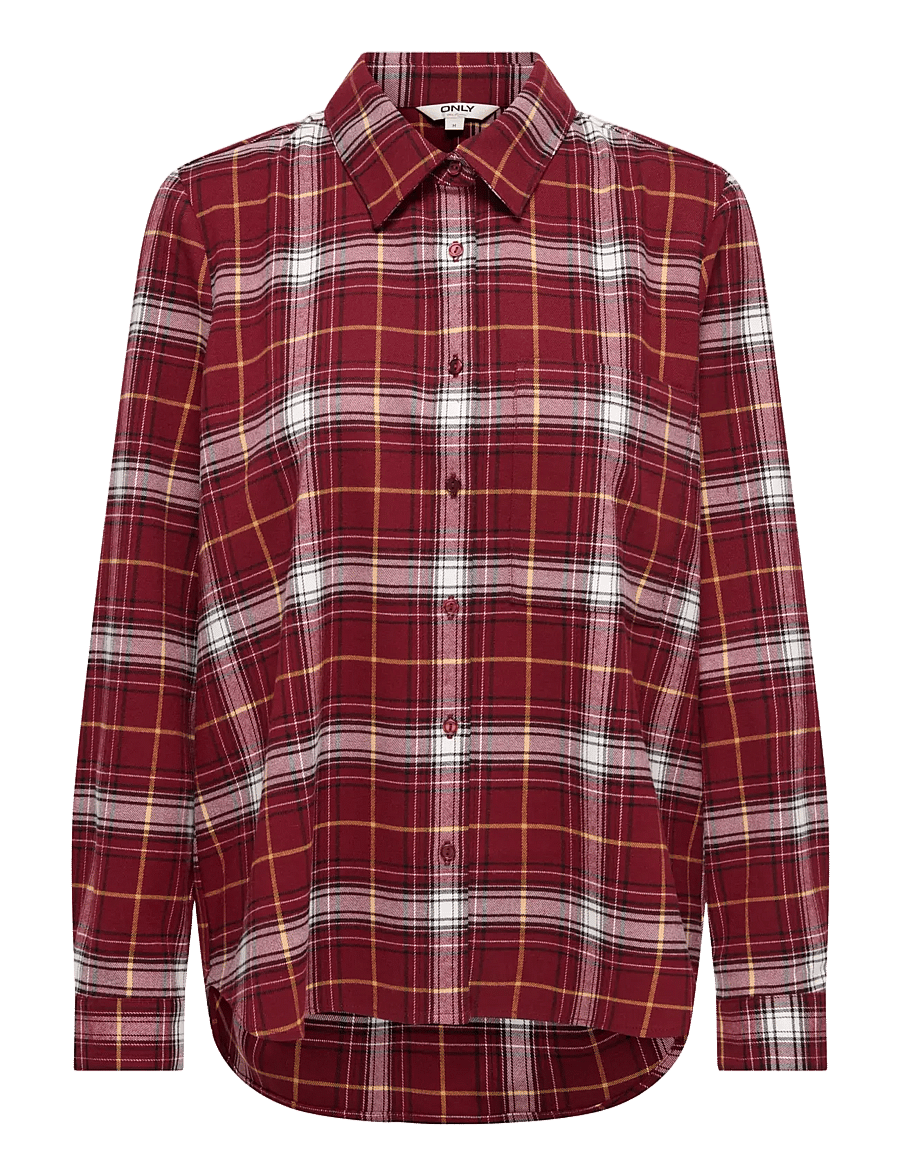 ONLY - ONLWREN CHECK SHIRT WVN - långärmade skjortor - syrah - 1