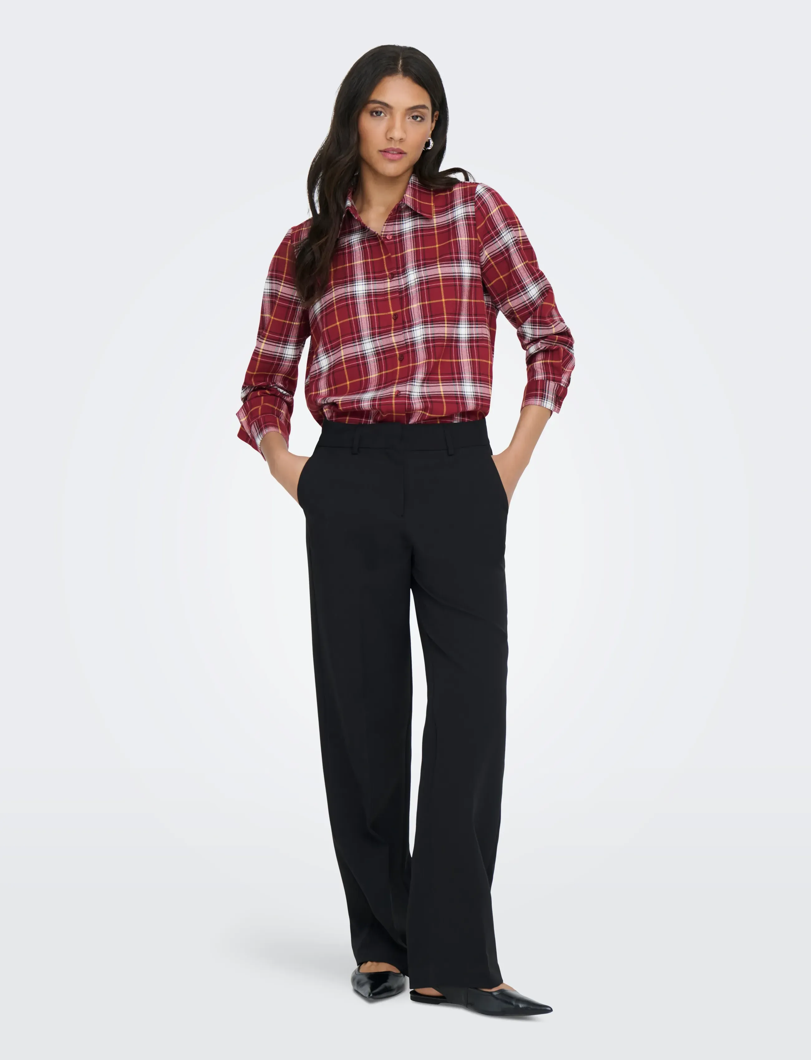 ONLY - ONLWREN CHECK SHIRT WVN - langärmlige hemden - syrah - 5