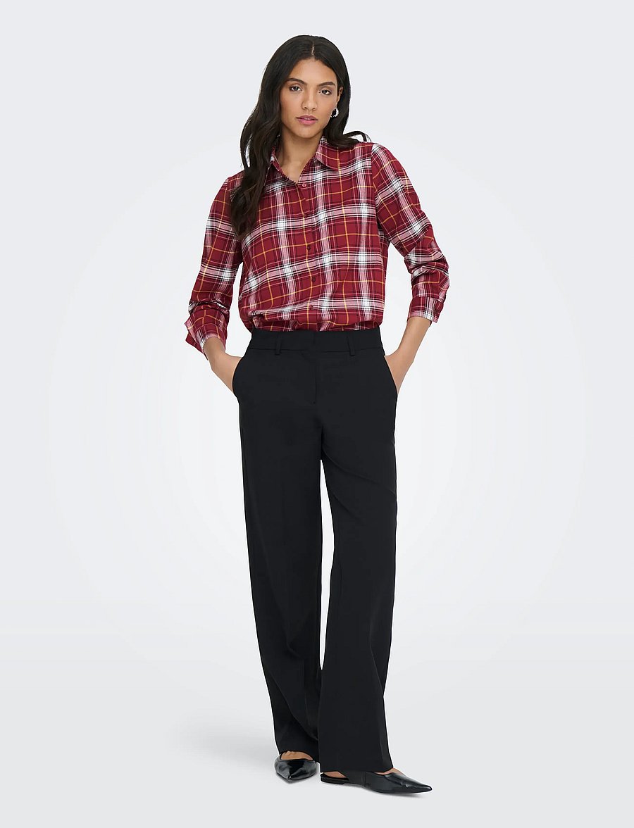 ONLY - ONLWREN CHECK SHIRT WVN - långärmade skjortor - syrah - 5