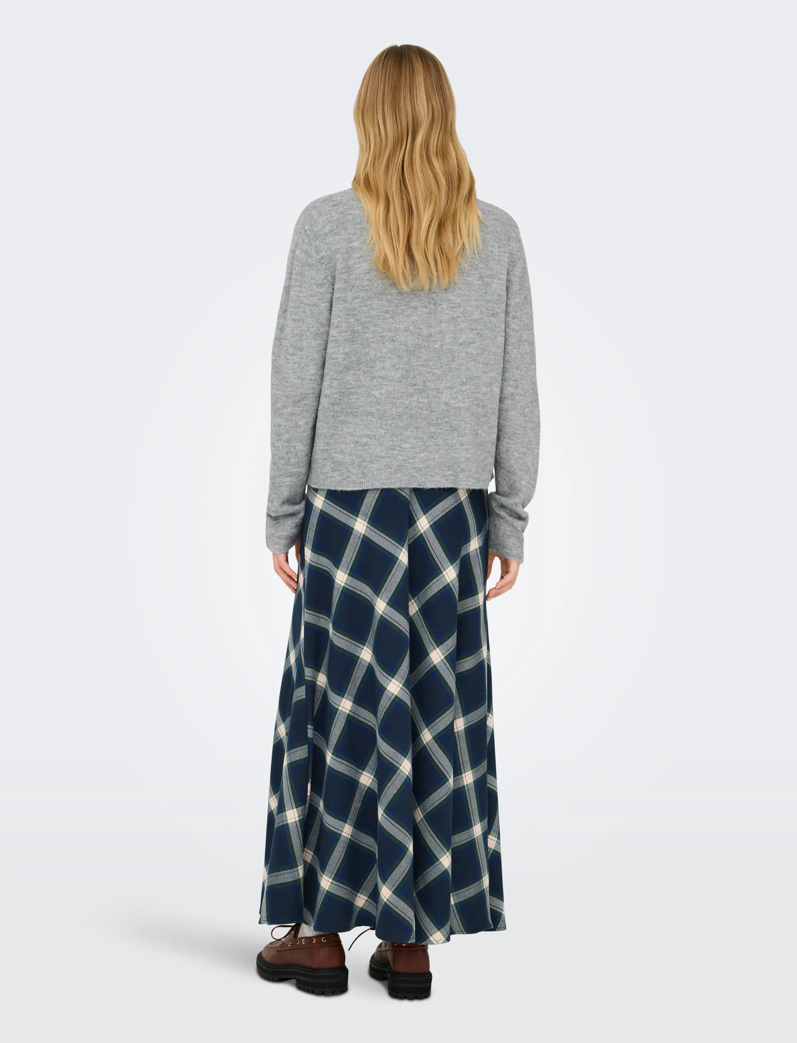 ONLY - ONLWREN CHECK LONG SKIRT WVN - night sky - 3