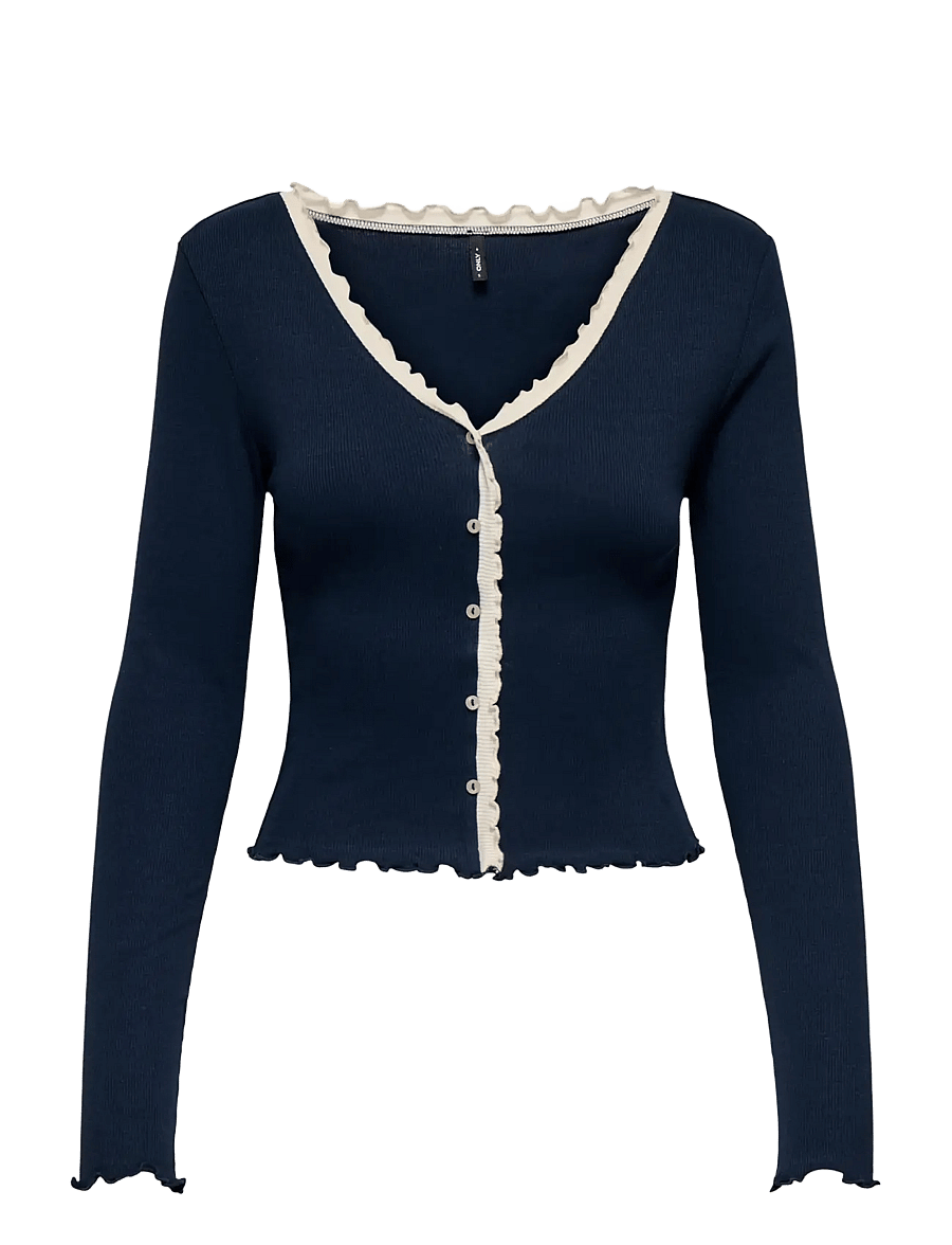 ONLY - ONLLAILA L/S BUTTON TOP MIX BOX JRS NOOS - crop tops - navy blazer - 0