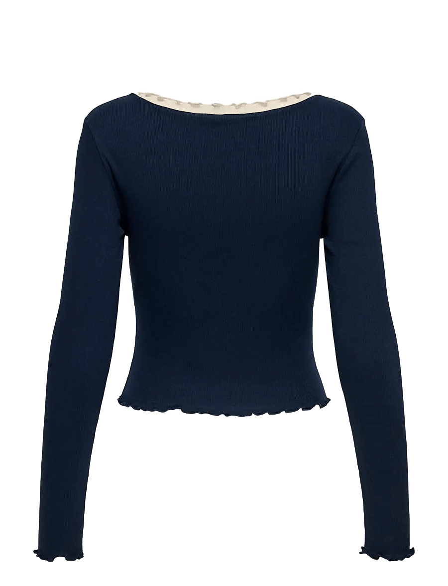 ONLY - ONLLAILA L/S BUTTON TOP MIX BOX JRS NOOS - crop tops - navy blazer - 1