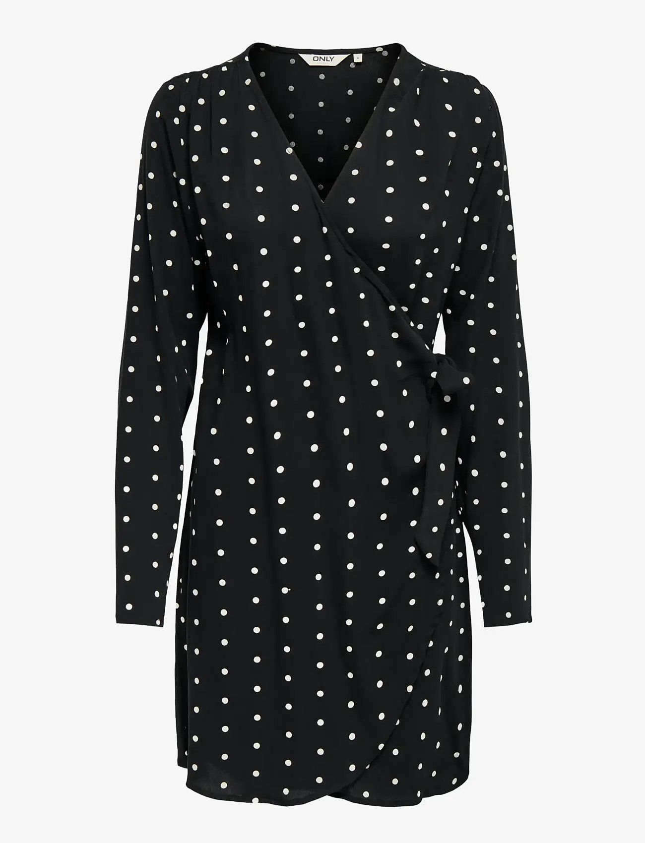 ONLY - ONLKESHAV L/S V-NECK WRAP DRESS WVN - omlottklänningar - black - 0