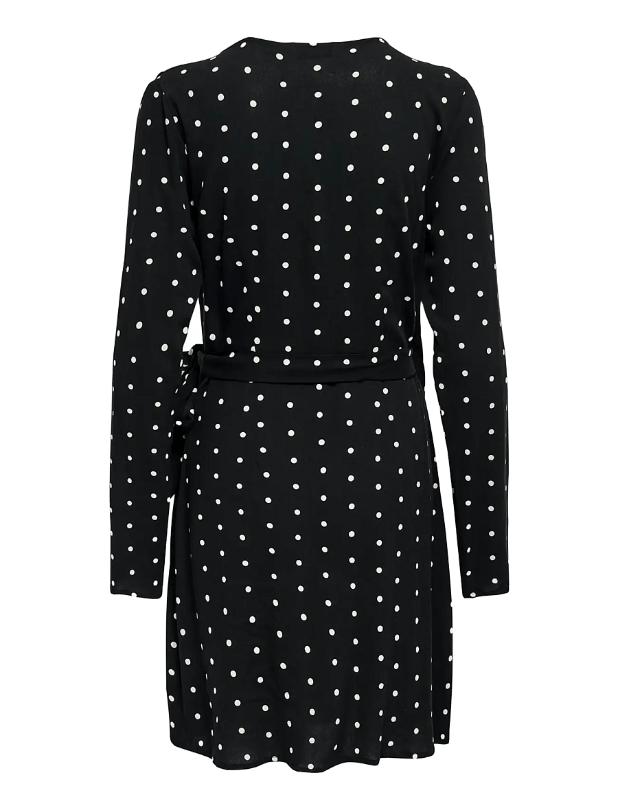 ONLY - ONLKESHAV L/S V-NECK WRAP DRESS WVN - hõlmikkleidid - black - 2