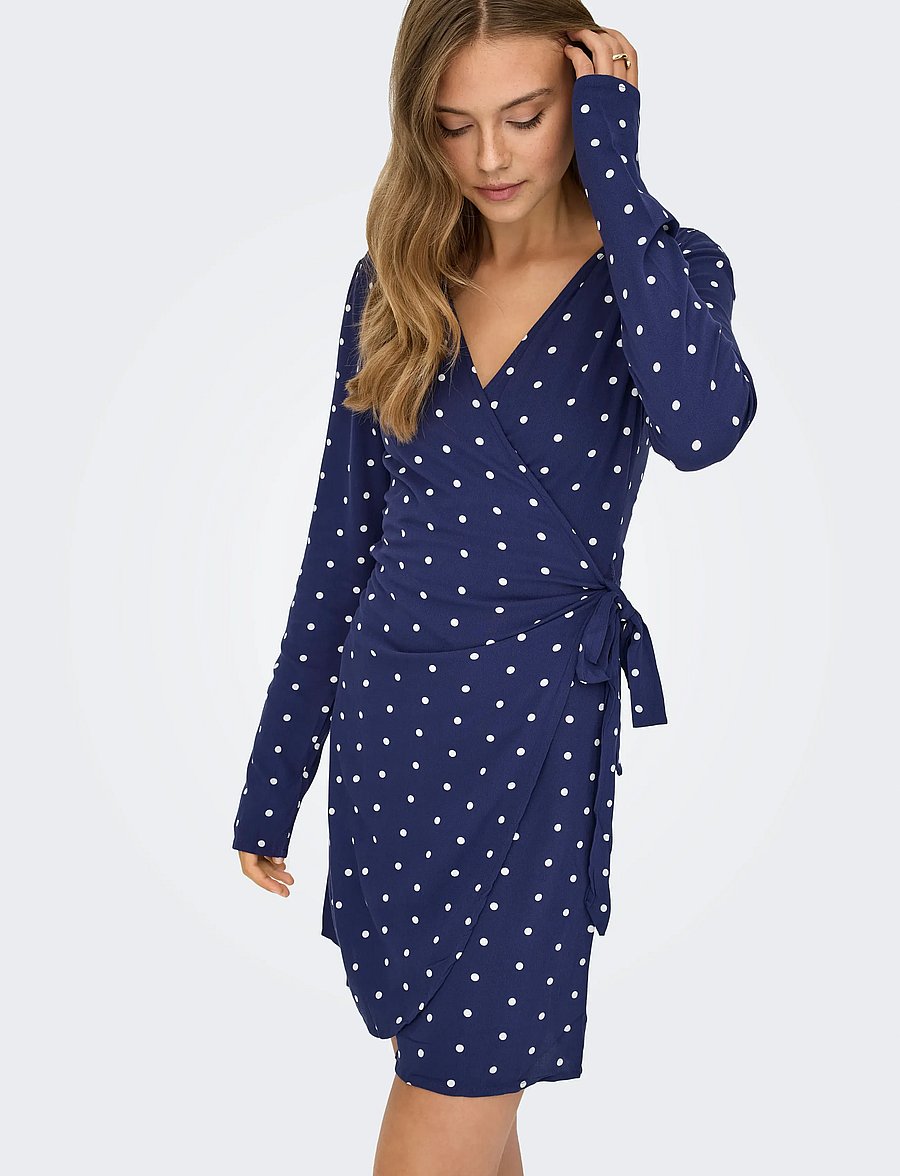 ONLY - ONLKESHAV L/S V-NECK WRAP DRESS WVN - wrap dresses - patriot blue - 5