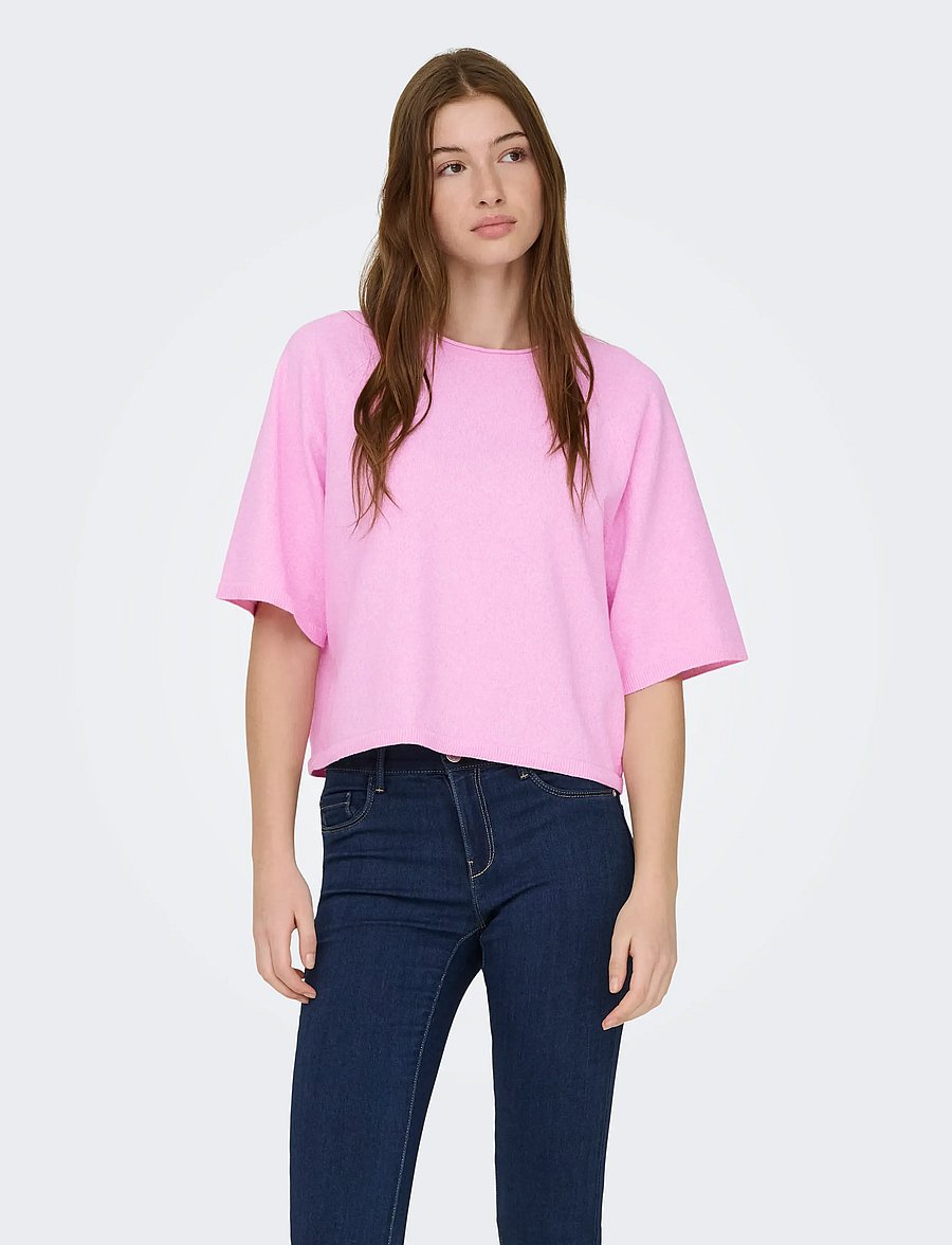 ONLY - ONLLOYAL 2/4 O-NECK KNT NOOS - striktrøjer - super pink - 0