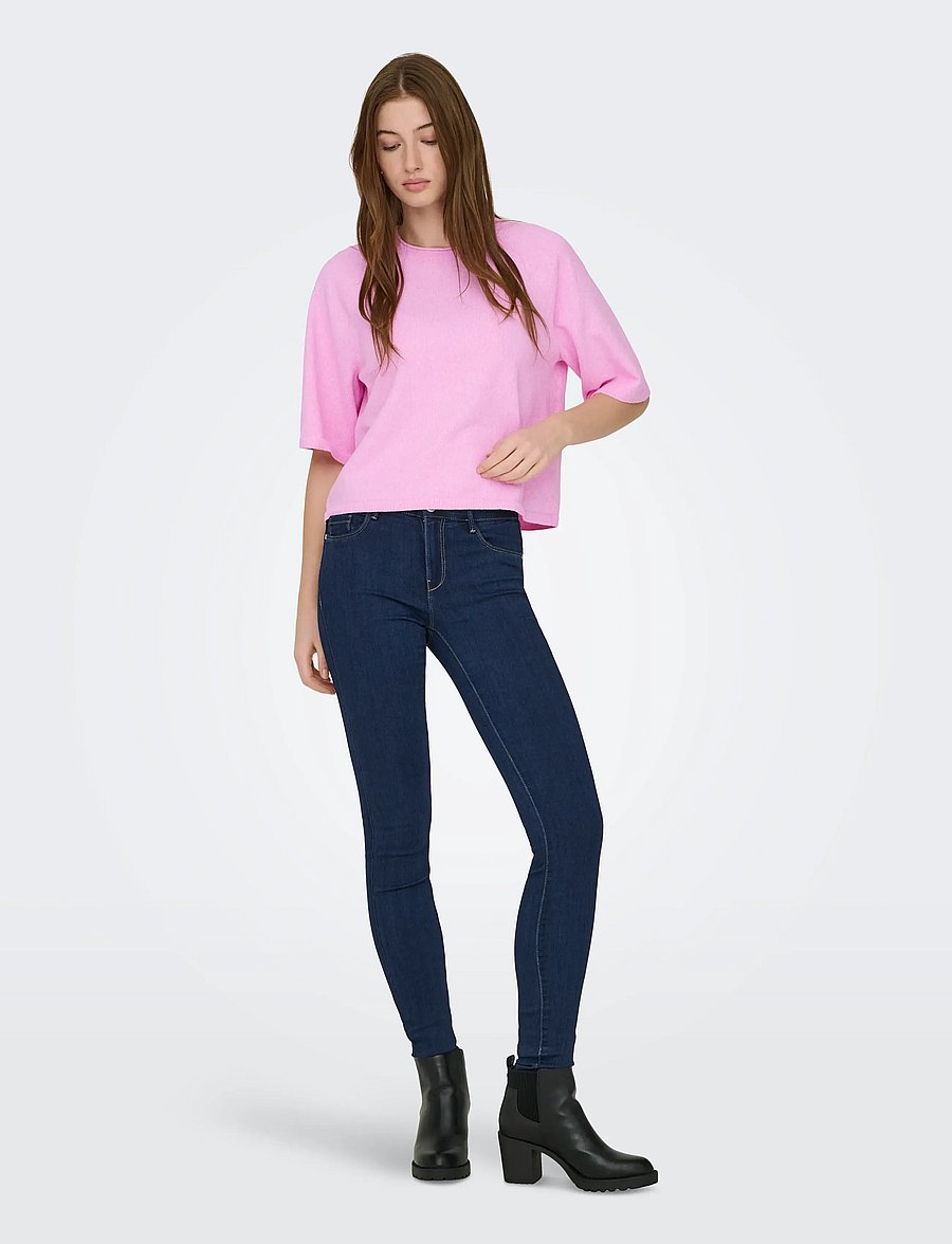 ONLY - ONLLOYAL 2/4 O-NECK KNT NOOS - striktrøjer - super pink - 4