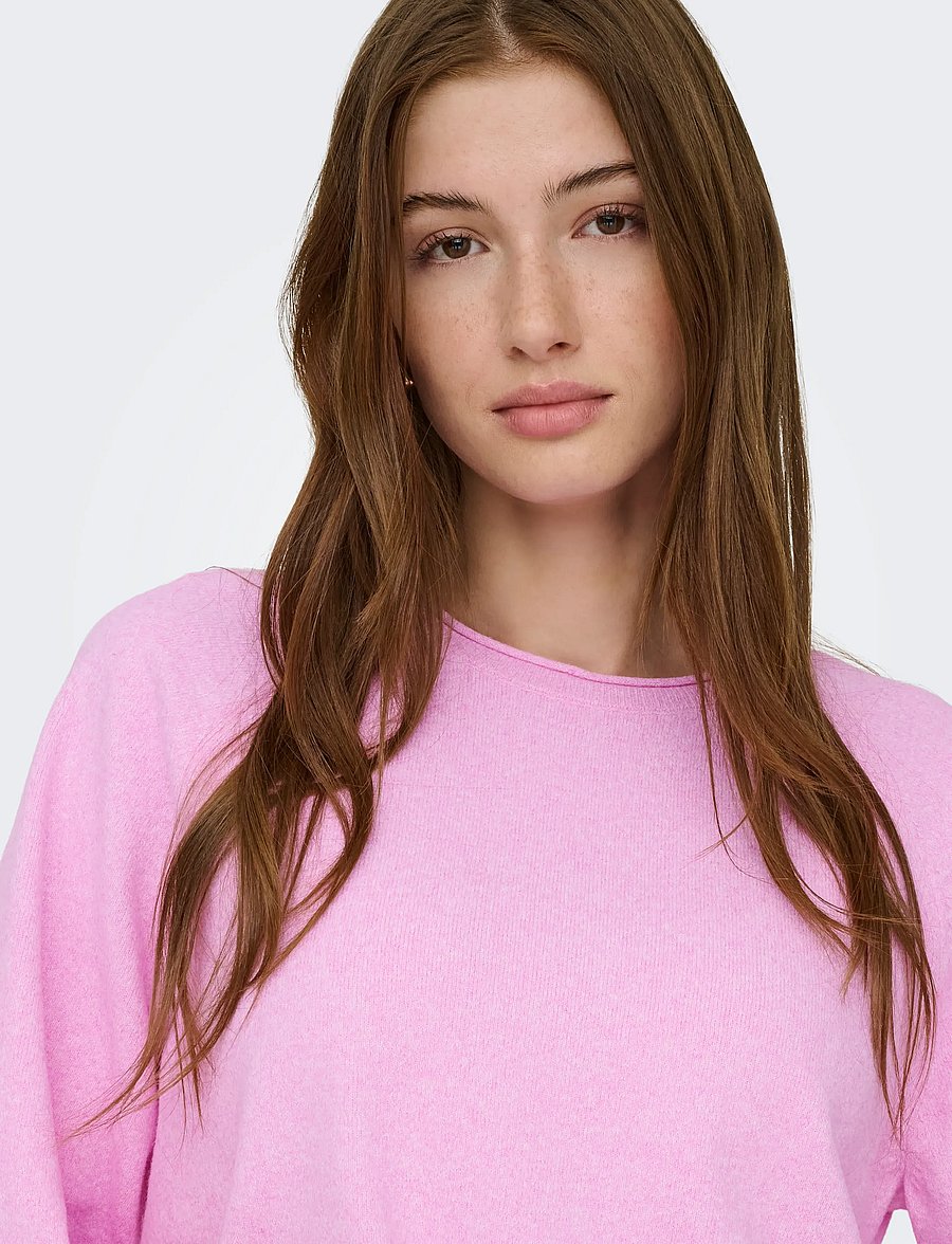 ONLY - ONLLOYAL 2/4 O-NECK KNT NOOS - striktrøjer - super pink - 5