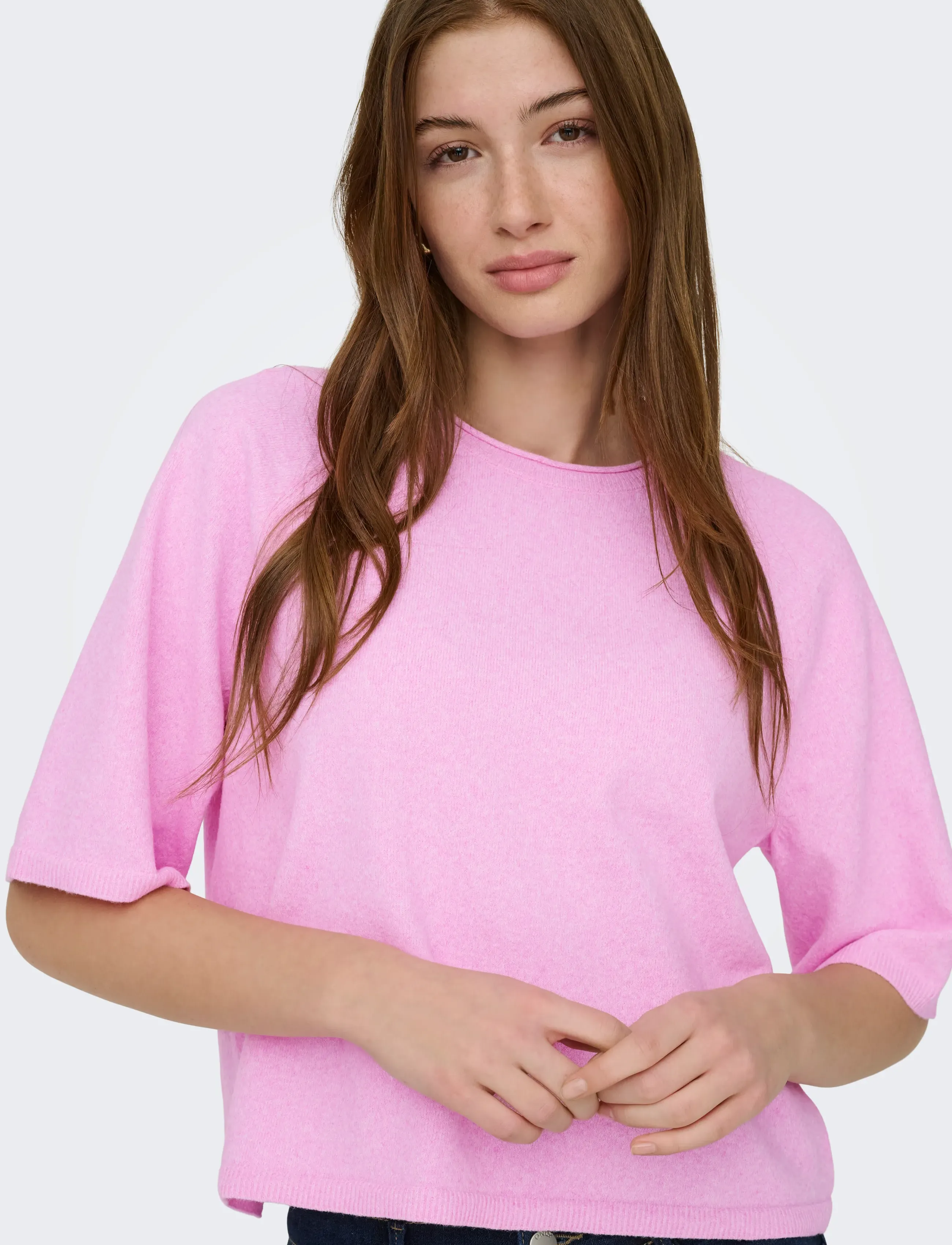 ONLY ONLLOYAL 2/4 O-NECK KNT NOOS - Fyrir hana - SUPER PINK / pink/rose