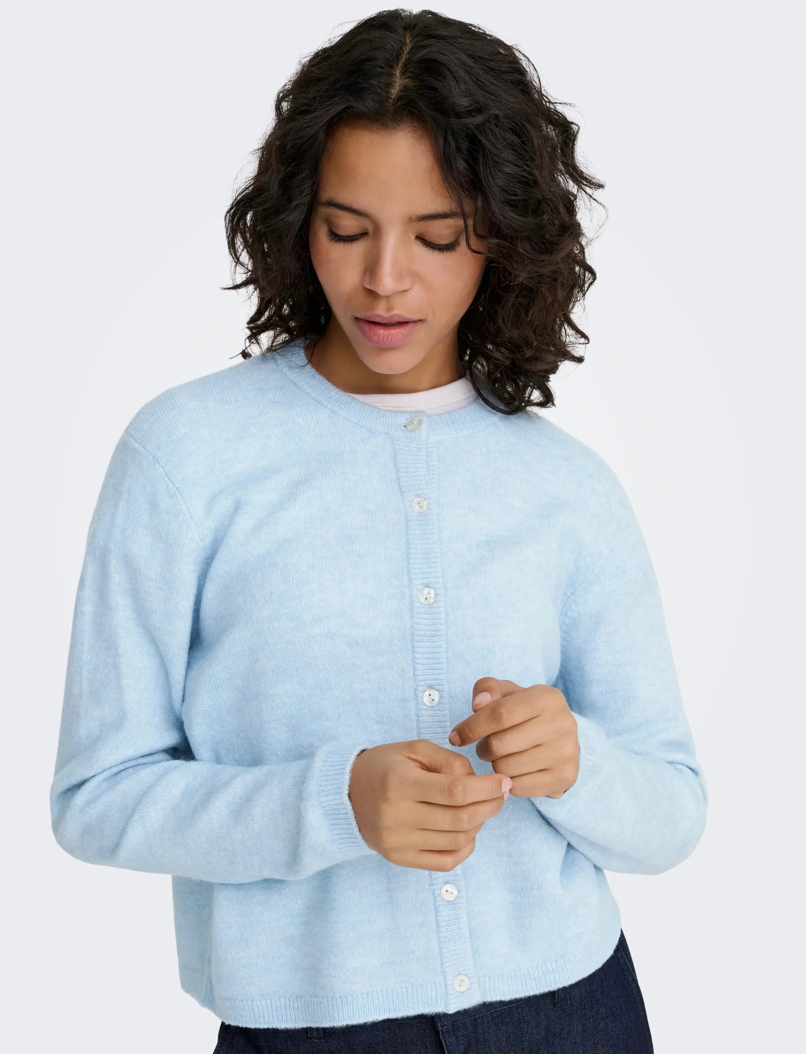 ONLY - ONLSIMONI L/S O-NECK CARDIGAN KNT NOOS - koftor - cashmere blue - 5